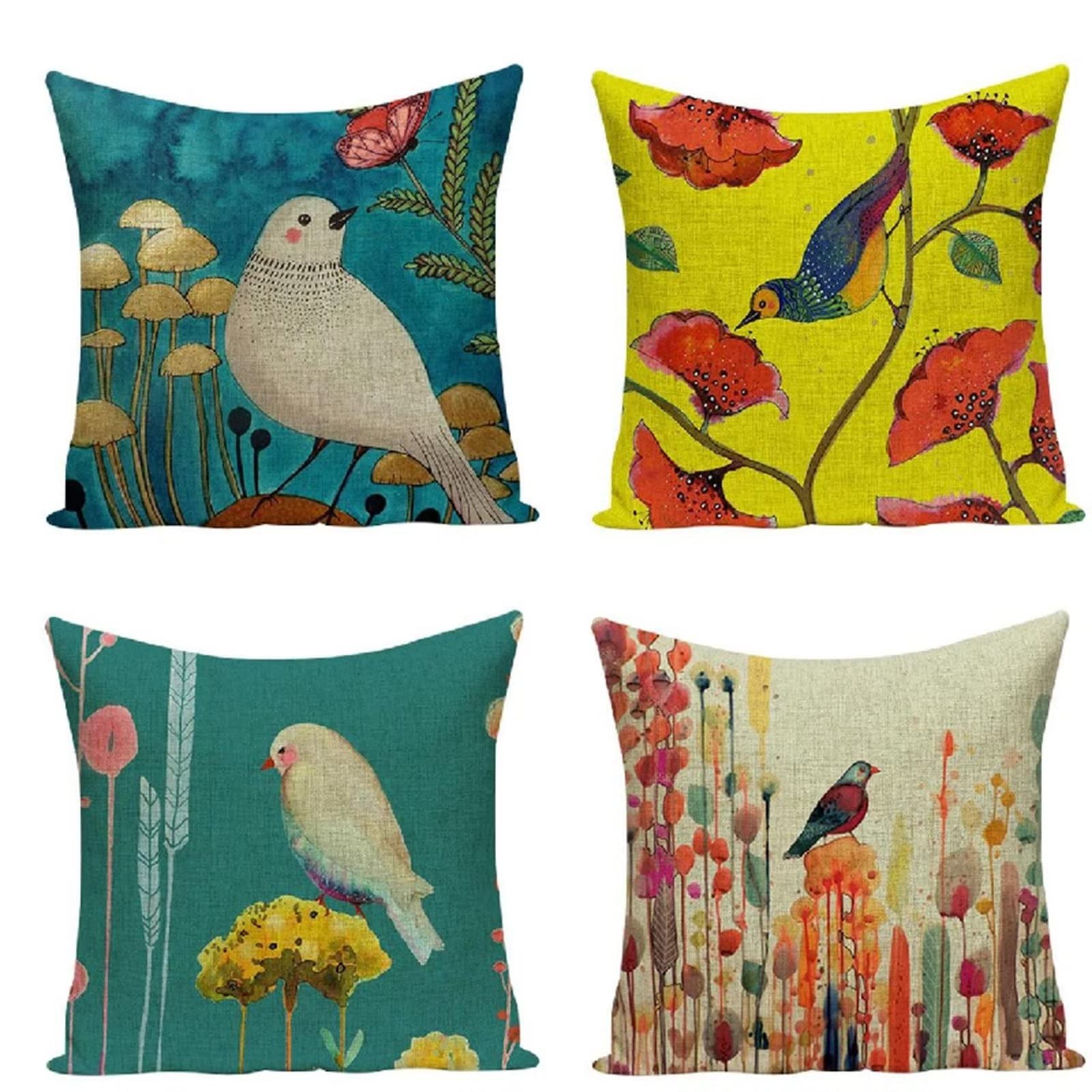 Cojines 60x60cm Almohada Blanca Cojines Decorativos para Sofa Moderna Decorativa Cojín Juego de 4 para Decoración Hogar Linen Almohadas cuadradas Funda de Cojín