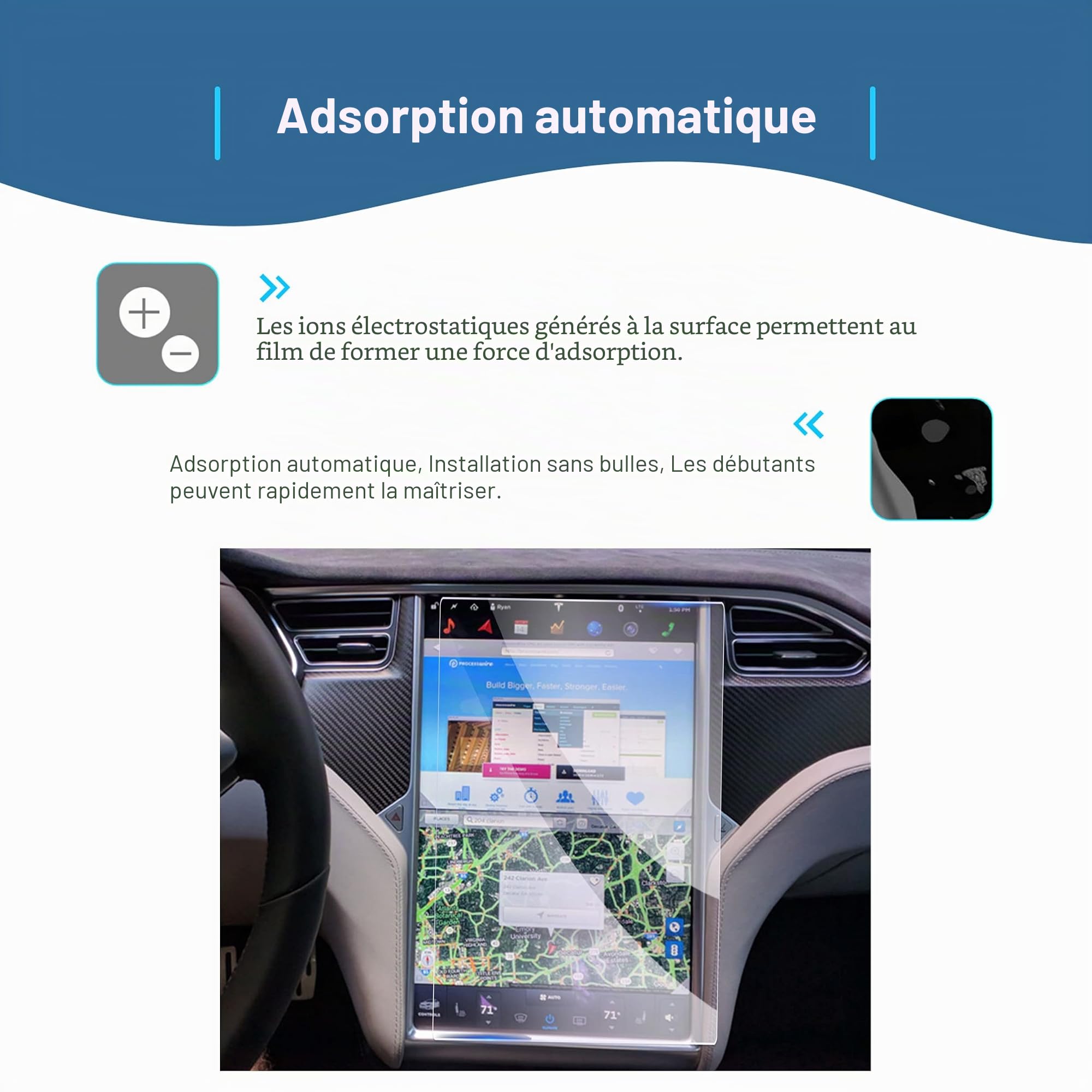 GAFAT 2013-2020 Tesla Model S Model X 17" Protection d'Écran en Verre Trempé pour Modol S Model X Touchscreen, Résistant aux Chocs, 9H Anti-Rayures