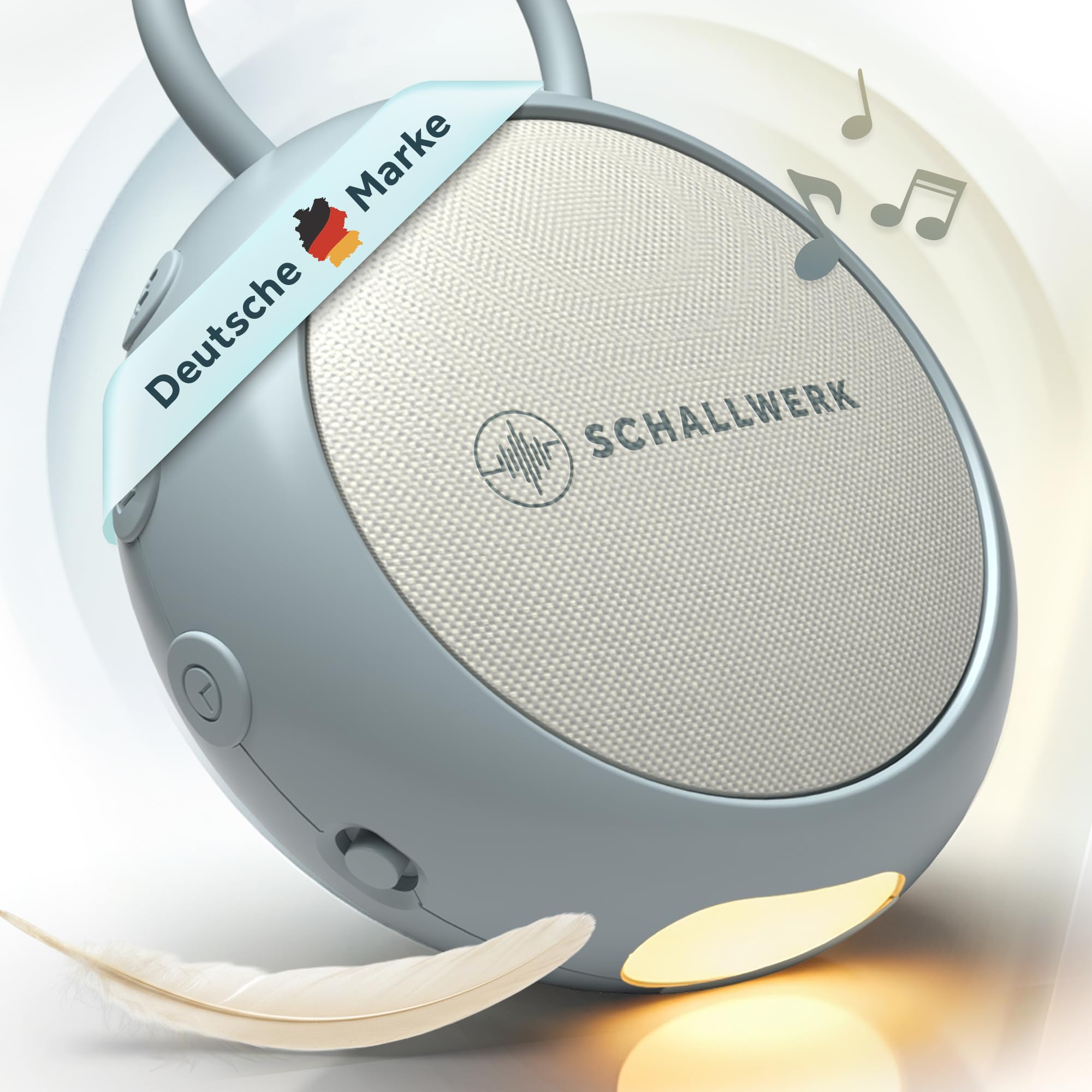 Schallwerk® White Noise Machine Baby – Einschlafhilfe für Babys & Erwachsene mit weißem Rauschen, Naturgeräuschen & Mehr – Geräuschebox mit Nachtlicht & Timer – Tragbar & leise