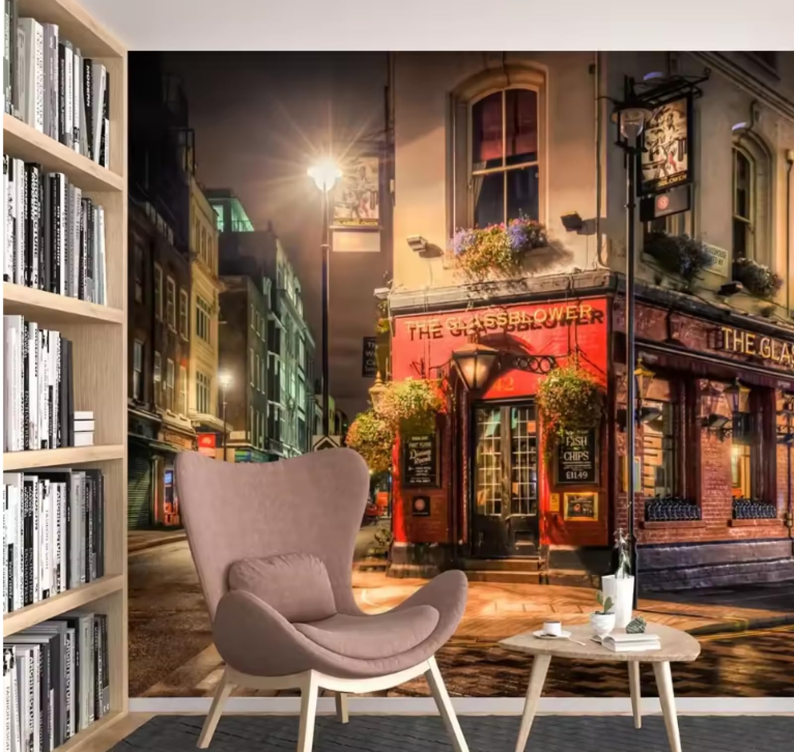 Tapety salon tapety wystrój domu nocny widok uliczne murale dekoracja tapeta 3D, 3D, 300 x 210 cm
