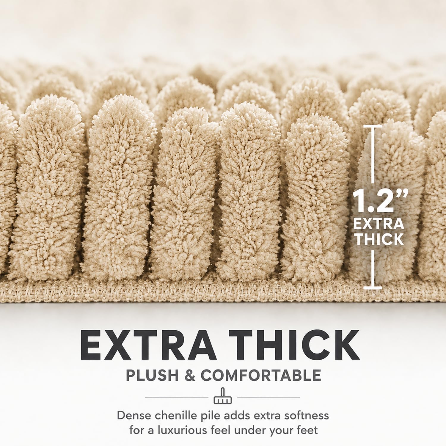 Juego de 2 alfombras de baño, superabsorbentes, suaves, gruesas, lavables a máquina, alfombra de baño de felpilla antideslizante, tapetes de baño para baño, 20 x 32 pulgadas más 20 x 20
