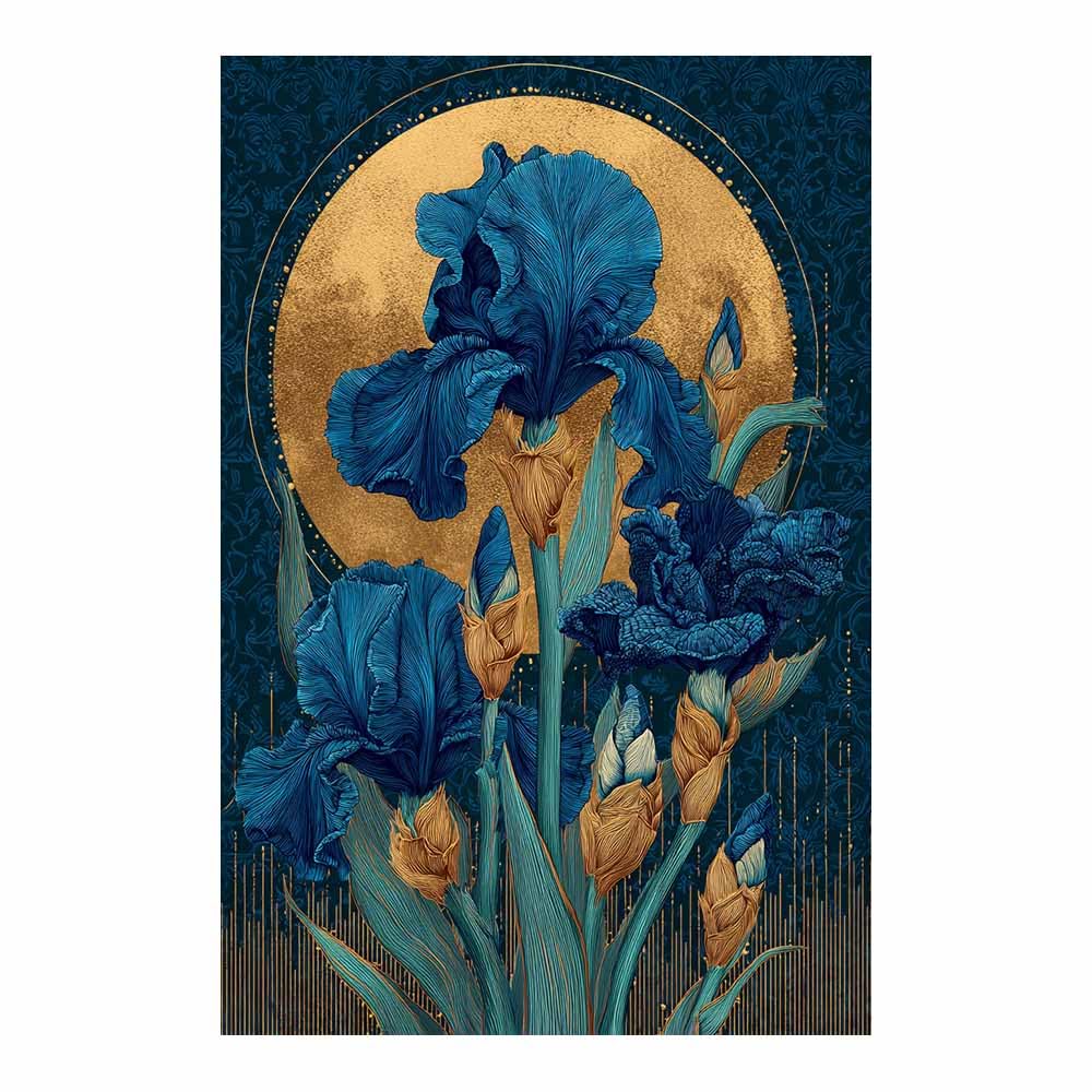 Xeniou Multicolor Flower Posters Irisees Gold Moon Decor Canvas Wall Art, For Bedroom Office Home Decorations(Multicolor)-80X120cm Unframed
