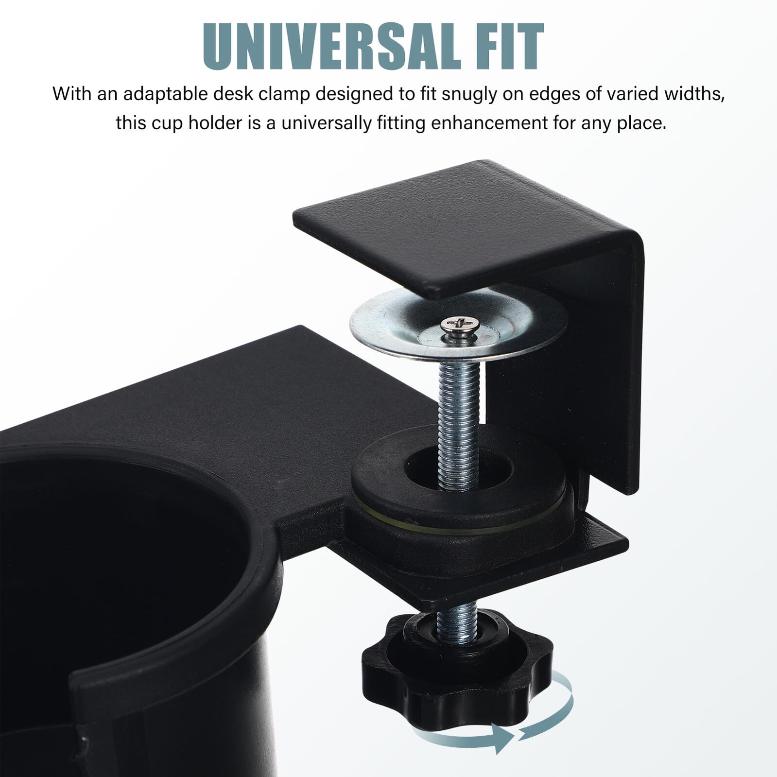 Tischbecherhalter Klemm Design 14X12X8,4cm Schwarz Metall Kunststoff Rotierbar für Büro Schreibtisch Arbeitsplatz