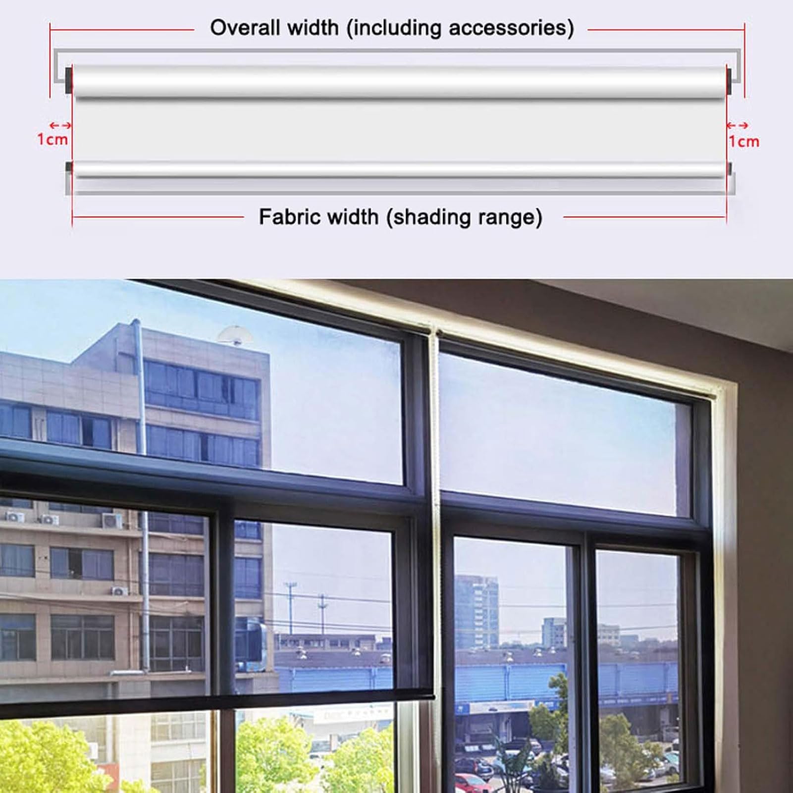 HUHJYUGE Saugnapfes Rollo Fensterrollo, Sonnenschutz Verdunkelungsrollo mit Saugnäpfen, Sichtschutz Temporäre Jalousien für Fenster, Sichtschutz Einziehbarer, Ohne Bohren (50X200cm)