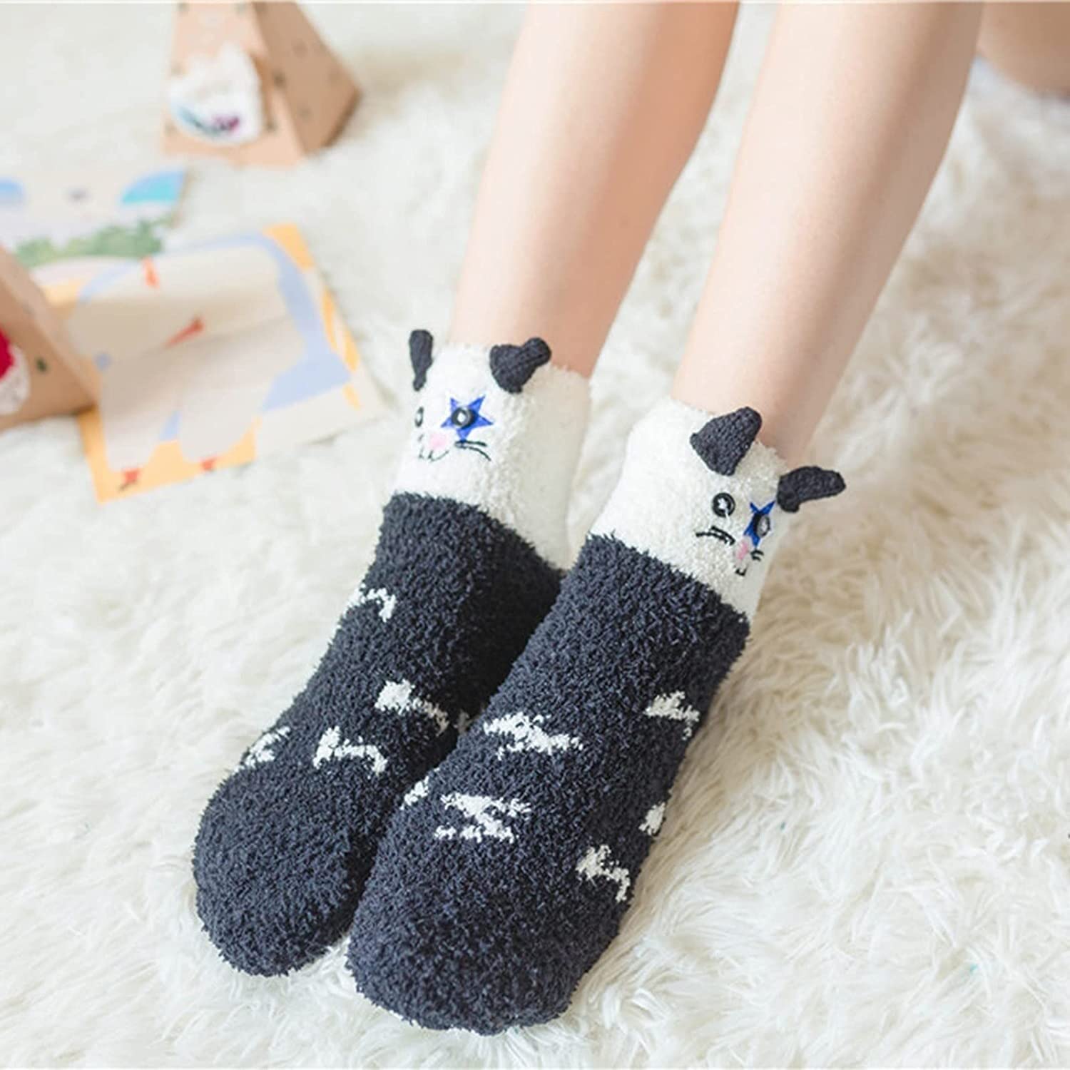 Wintersocken Bettsocken 5 Paar Warme, Weiche, Flauschige Socken, Niedliche, Bequeme Schlafsocken Aus Plüsch Für Zu Hause Warme Flauschige Socken