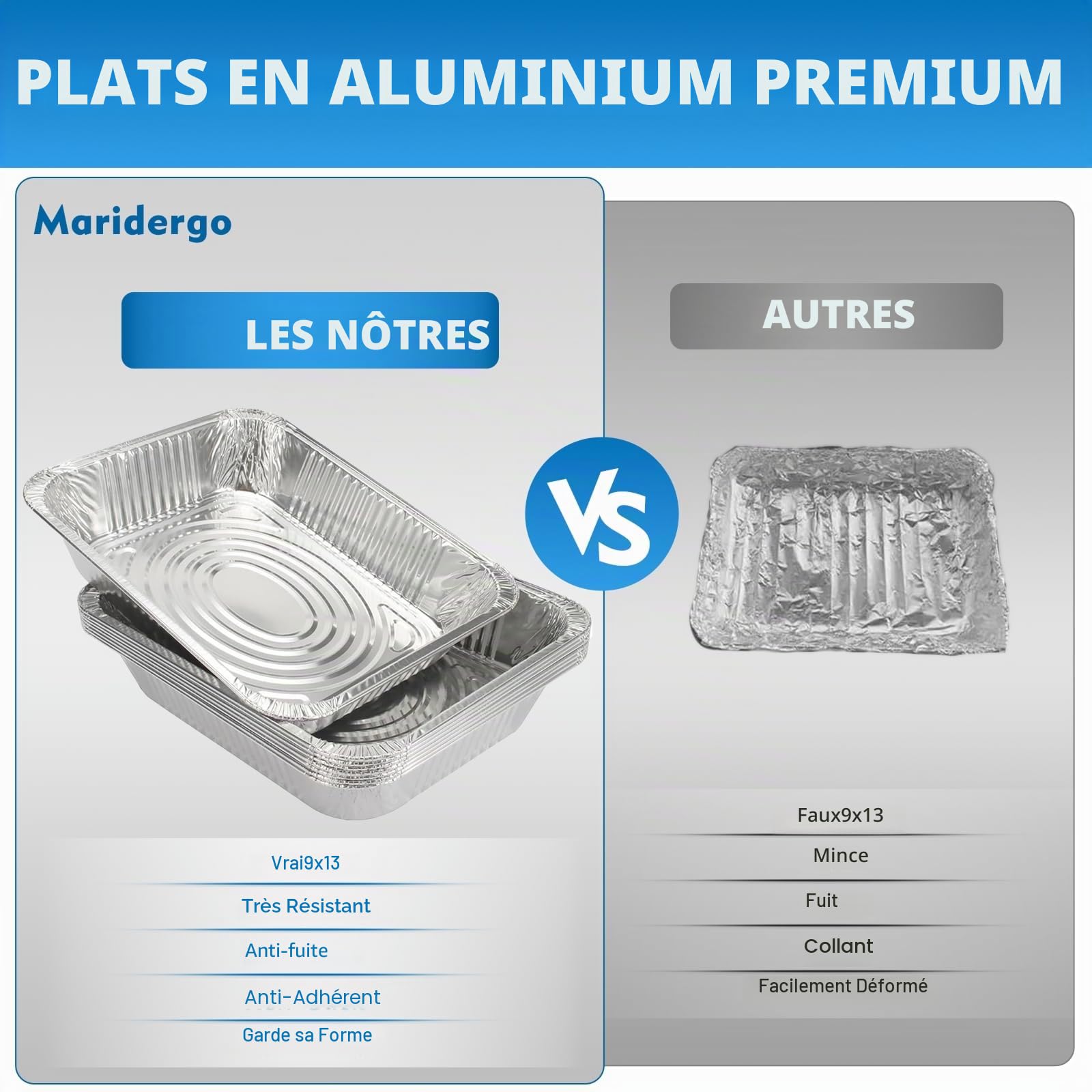 Lot de 10 grands plateaux en aluminium de 3 500 ml, moules profonds en aluminium très résistants pour la cuisson, la pâtisserie, le stockage des aliments (32 x 26 x 7 cm)