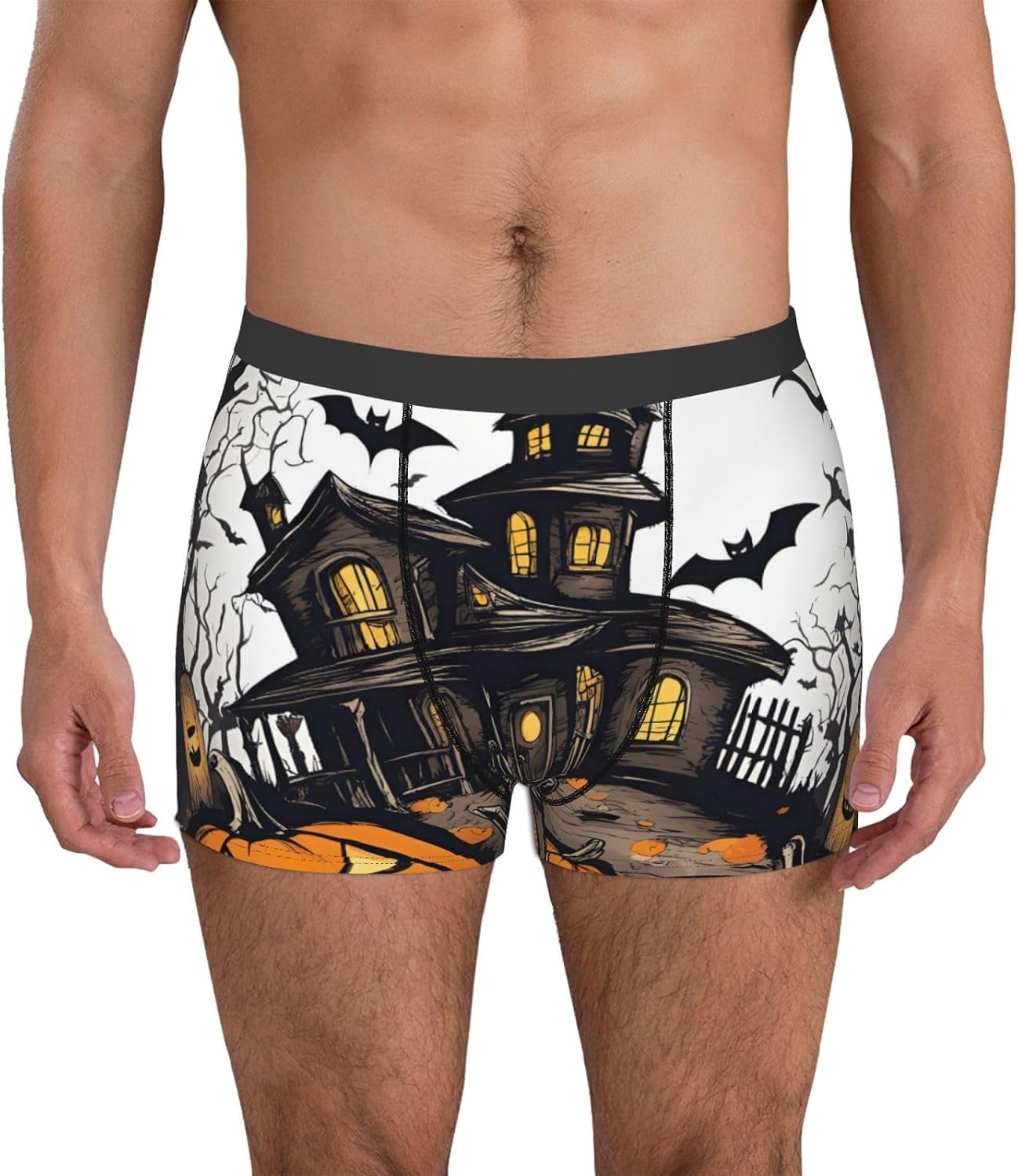 Happy-Halloween-Vector Print Boxers For Menâ€“full Print Mens Underwear Boxer Briefs,Comfortable Boxers For Men