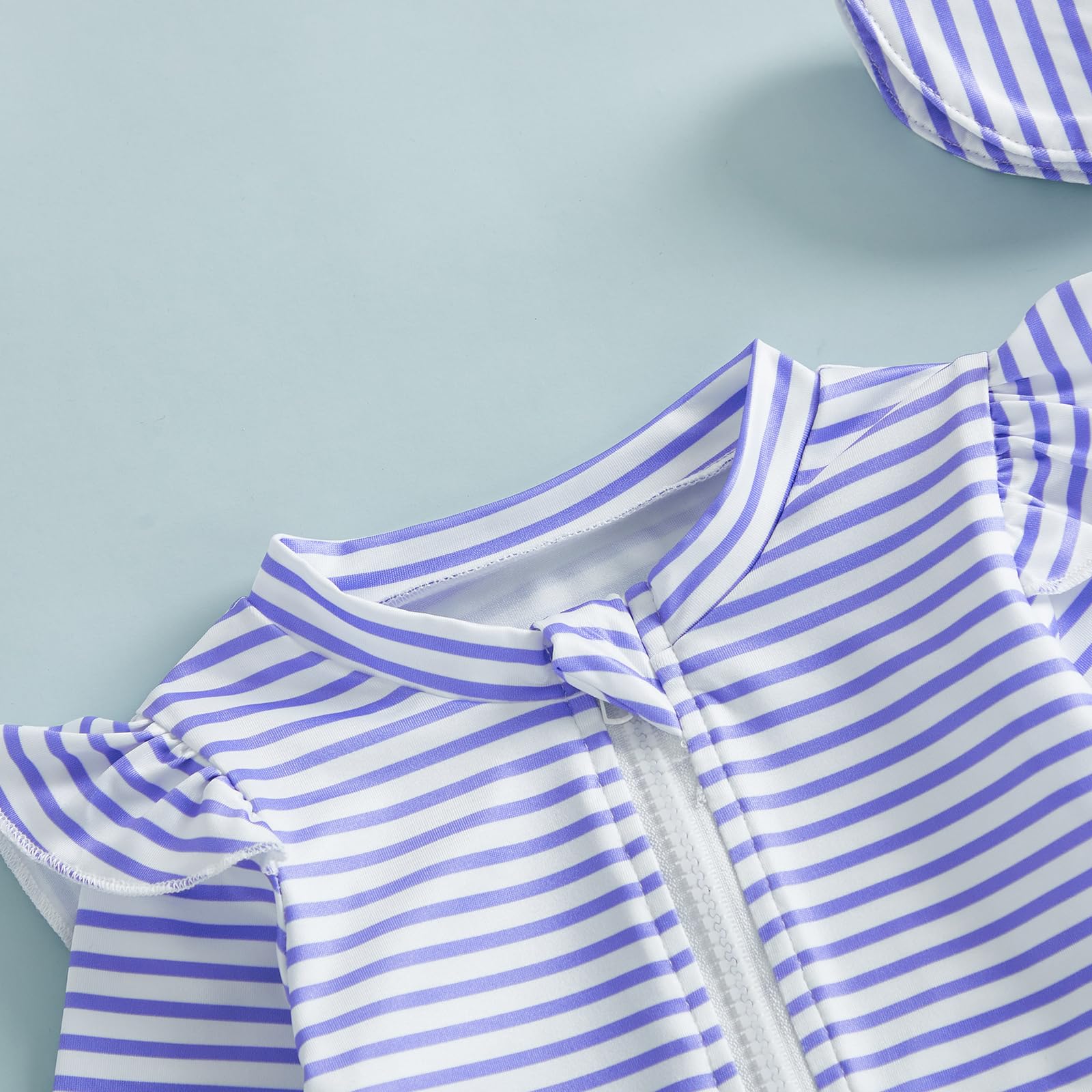 Costume da bagno per neonata, costume da bagno con cappello, 2 pezzi a maniche lunghe con cerniera