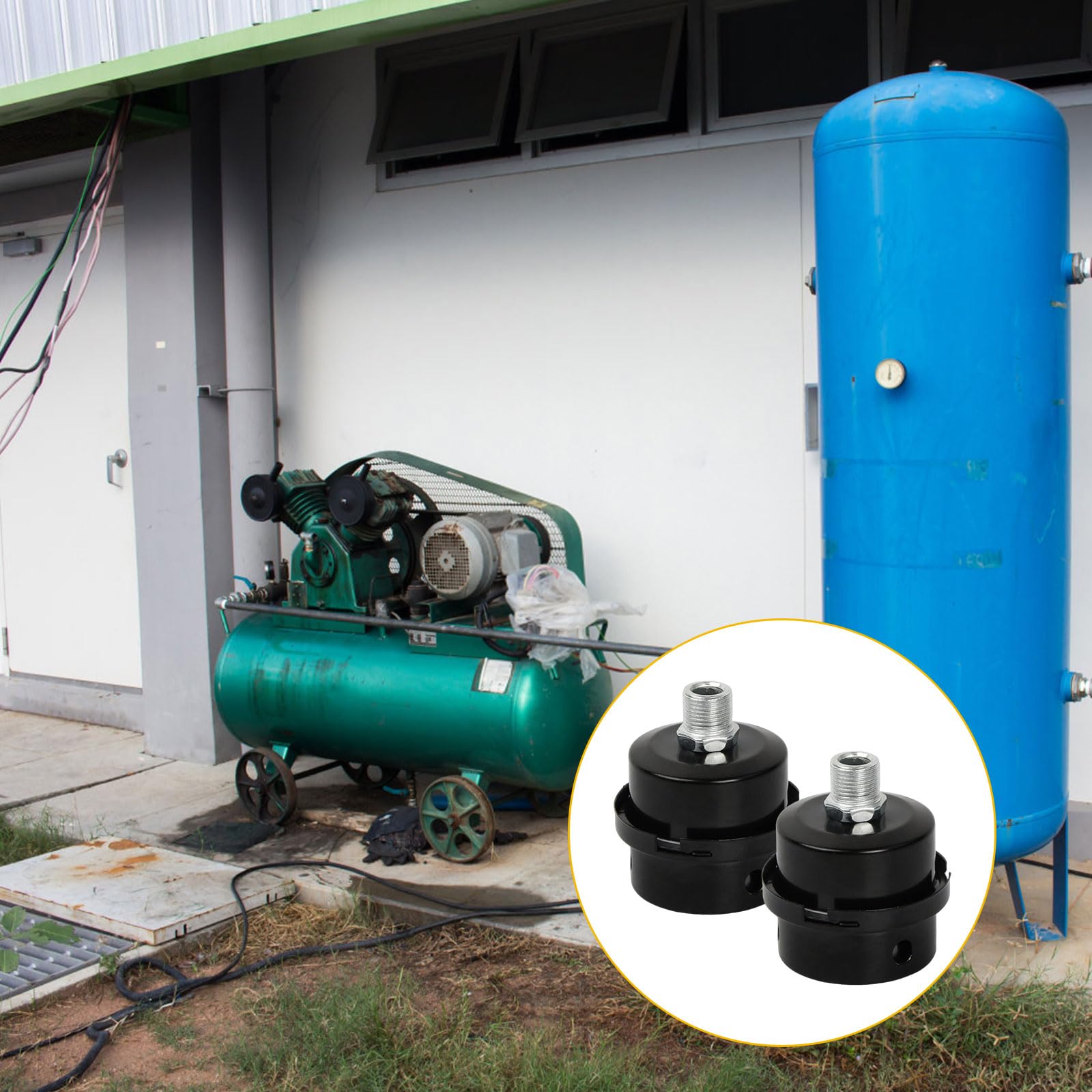Gudalea Kompressor Schalldämpfer 2 Stück - 3/8 Zoll Luftfilter Mit 16mm Gewinde