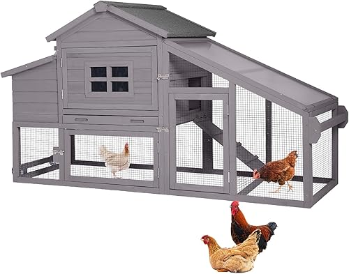 GUTINNEEN Gallinero móvil al aire libre gallinero gallinero con ruedas caja de anidación, jaula de aves de corral casa de pato con carrera