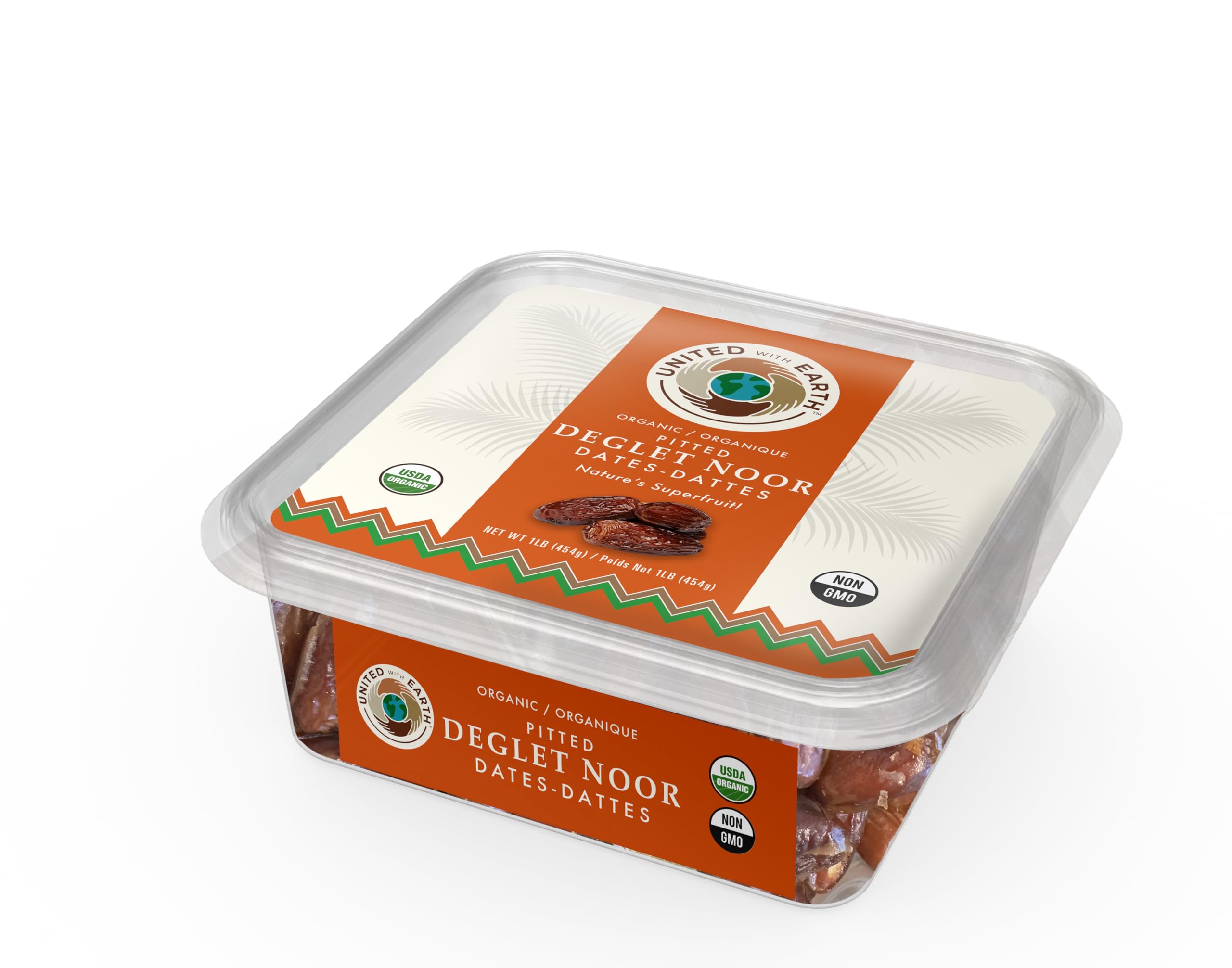 United With Earth Organic Deglet Pitted Noor Dates - 1lb (4-pack) | Non-GMO, Gluten-Free, Vegan, Paleo, Certified Organic