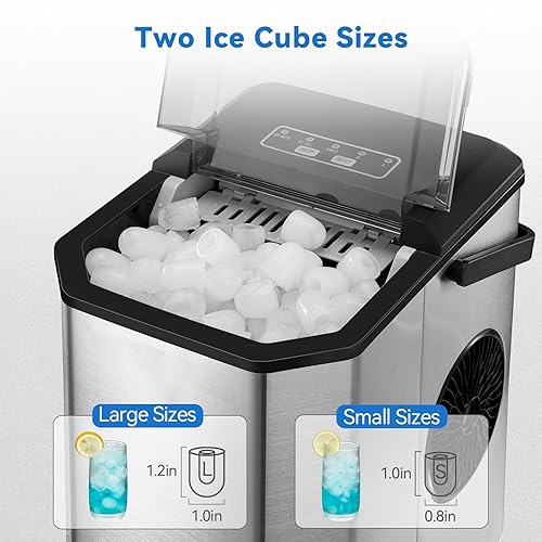 Miniatura 2 de GAOMON Máquina de hielo para encimera, 26 libras en 24 horas, 9 cubos listos en 6 minutos con cuchara de hielo y cesta, máquina de hielo portátil