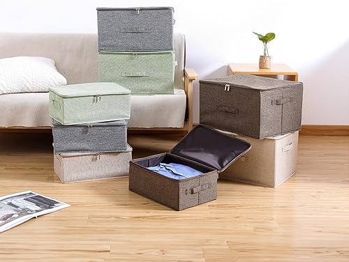 Miniatura 8 de ANMINY Contenedores de almacenamiento con tapa con cremallera, cajas de almacenamiento con asas, tablero de plástico de polipropileno, plegable, de