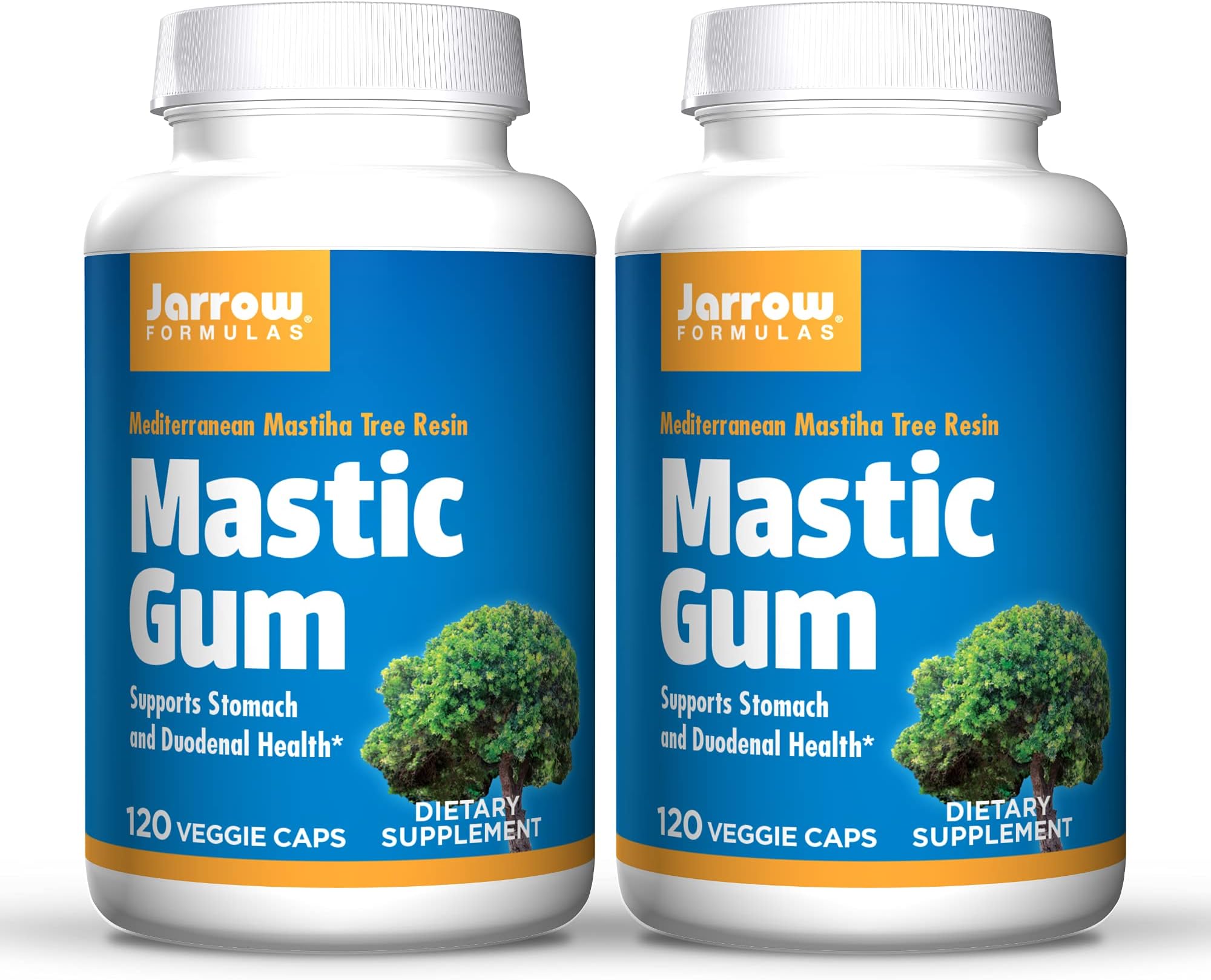 Jarrow Formulas Mastic Gum 1000 mg - 120 Veggie Caps, Pack of 2 - Natural Formula Supporting Stomach, Duodenal & Oral Health - 120 Total Servings