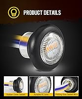 Vista 6 de Partsam 10 unidades de luz LED redonda de doble color de 3/4 pulgadas, color ámbar a blanco, luz lateral auxiliar de luz lateral, aprobadas por DOT