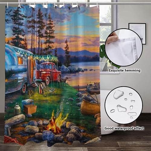 Miniatura 4 de Cortina de ducha de tela lavable para campamento familiar forro de ducha de tela suave de calidad de hotel ligera 72 x 80 pulgadas