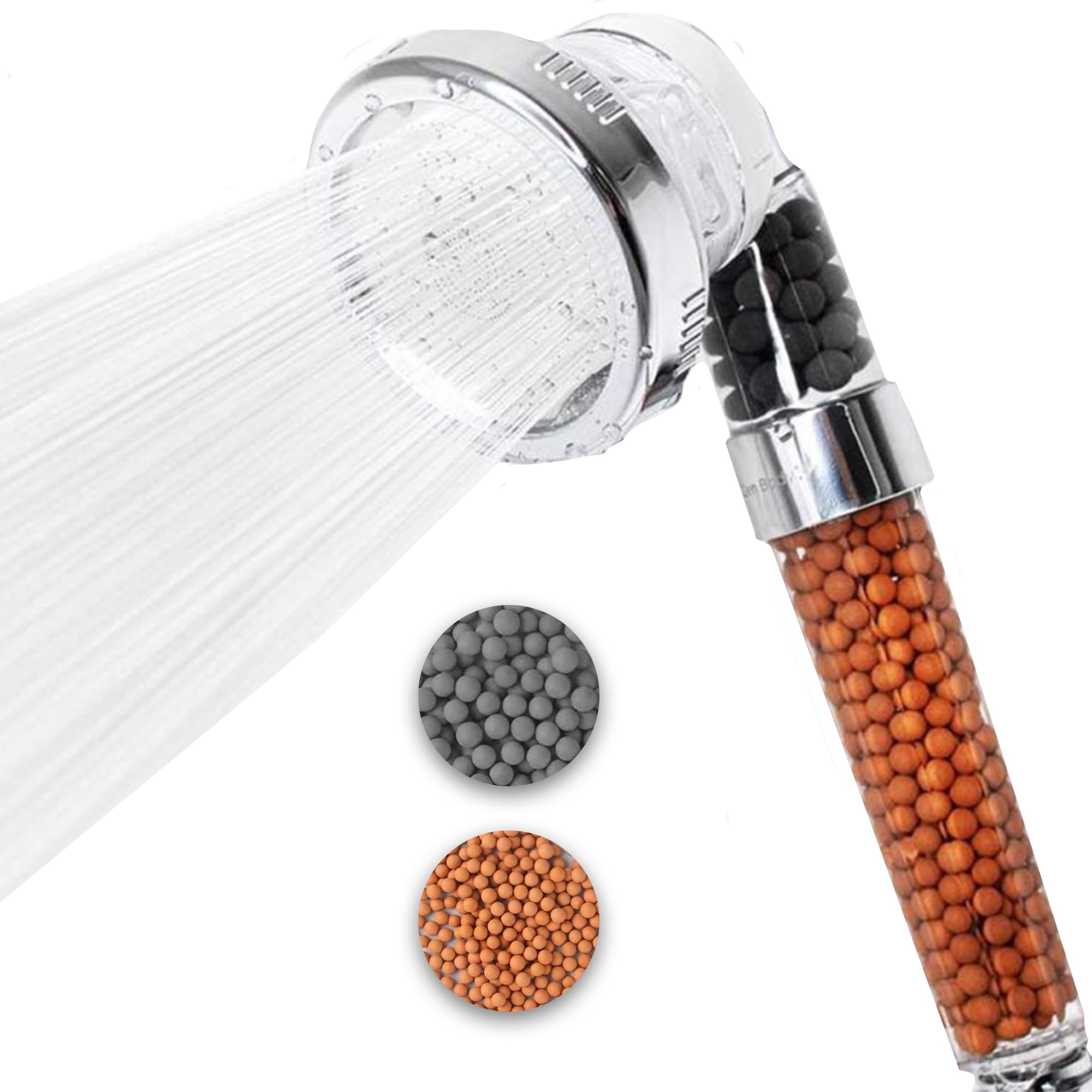 SOKANA Universal Filter Shower Head for Hard Water | High Pressure and Massage Shower Head with Beads to Soften Dry Skin and Hair with 3 Modes Water Saving