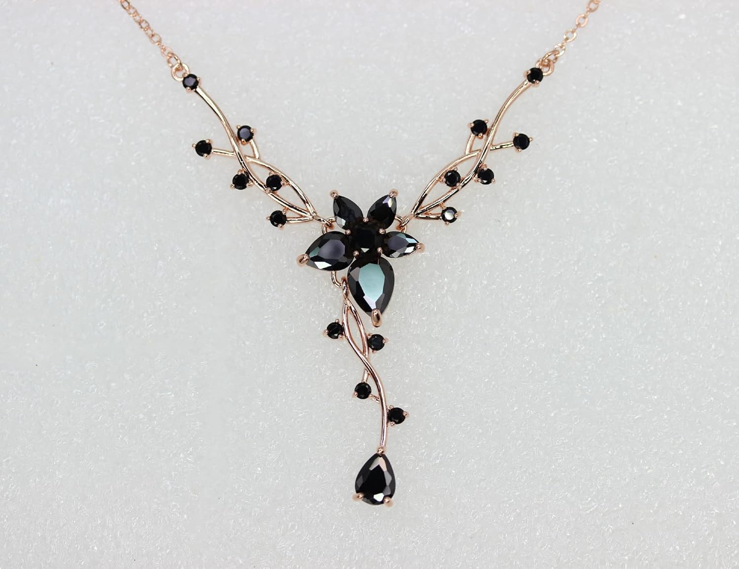 Faship Gorgeous CZ Crystal Floral Necklace Earrings Set - Image 3