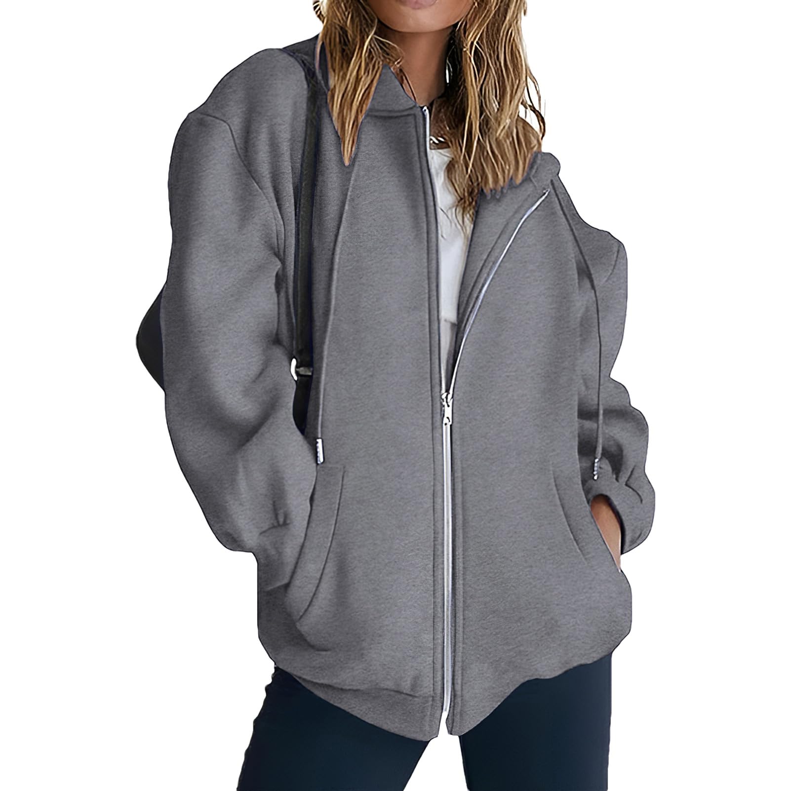 amropi Sweat-Shirt Femme Sweat à Capuche Zippé Hoodie Sport Veste Manche Longue Manteau