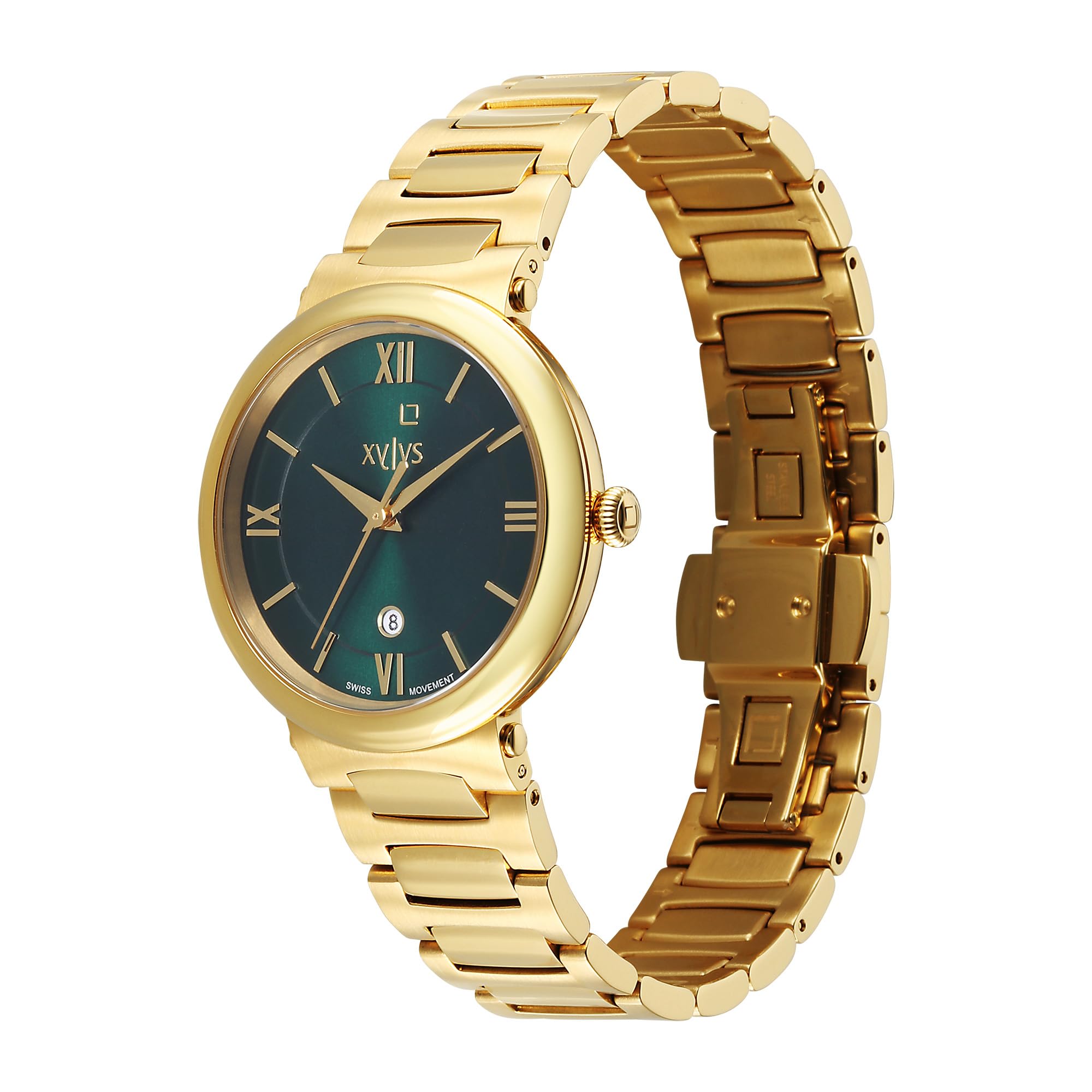 Xylys Duet Swiss Analog Golden Stainless Steel Strap Green Dial