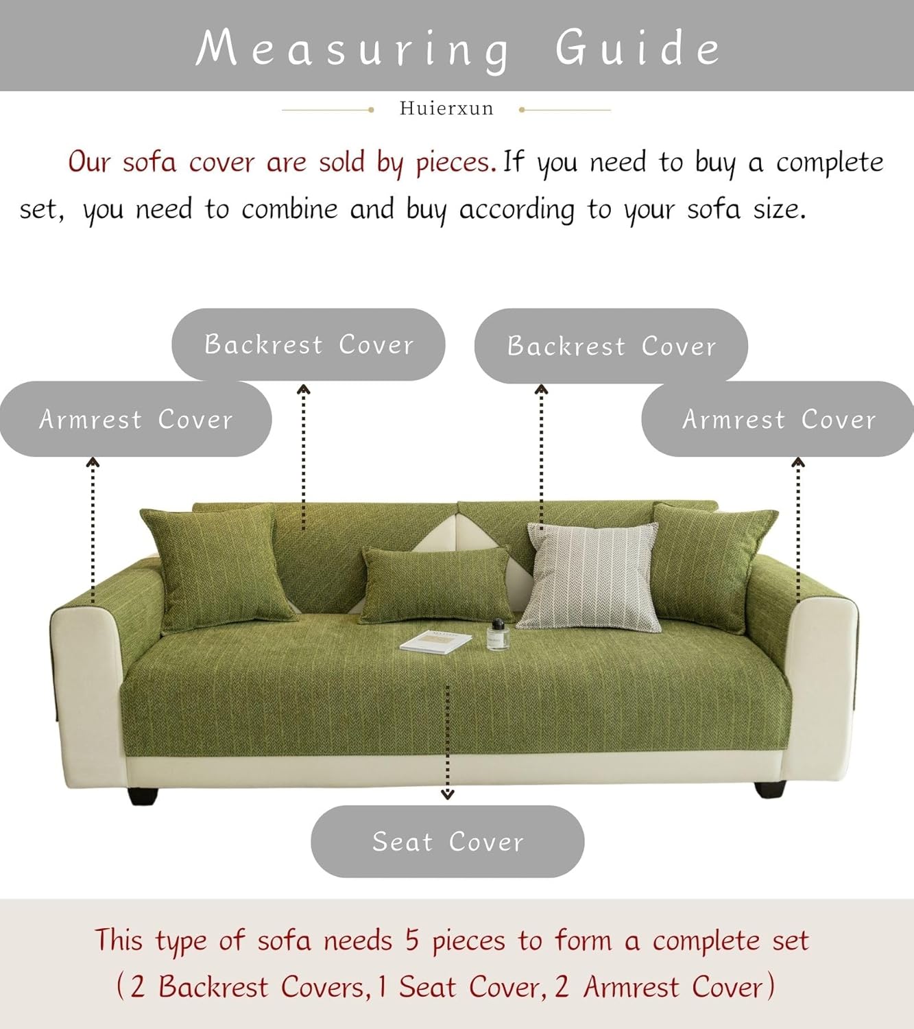 Herringbone Chevron Jacquard Sofa Cover Super Soft Chenille Striped Sectional Couch Cover Farmhouse Zig Zag Anti-Slip Sofa Slipcover Washable Furniture Protector (Green,36''x47'')