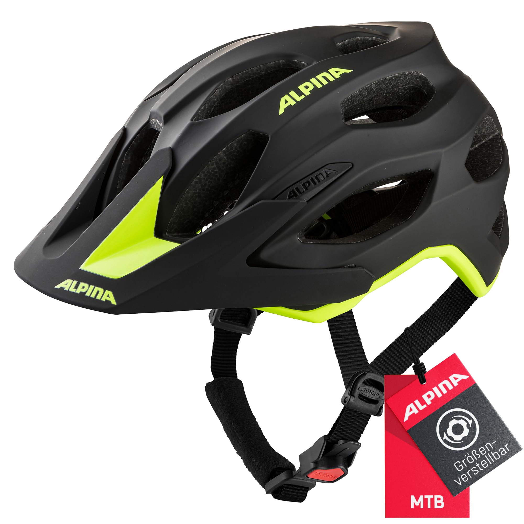 ALPINA Carapax 2.0 MTB-Fahrradhelm, Black-neon Yellow matt, 57-62 cm