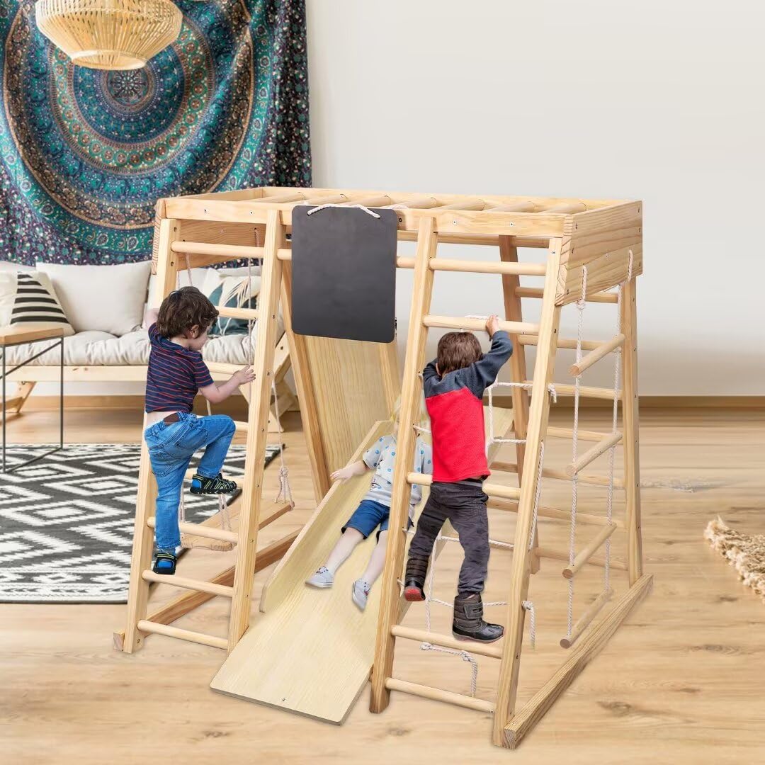 Combinaison Balançoire Et Toboggan D'intérieur Mon Petit Château 6 En 1 Jouet D'escalade Pour