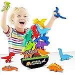 FFTROC Montessori Dinosaur Toys for 2 3 4 Year Old Boys - Wooden Stacking Dinosaur Toys for Kids 2-4 3-5, Toddler Balancing Block Sets