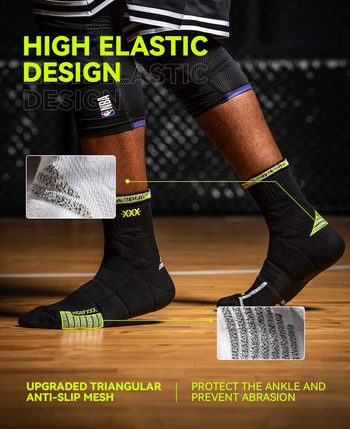 Basketball Socks for Men, Performance Cushioned Men's Athletic Ankle Socks, Player Edition Anti-Slip Sports Socks - Image 7