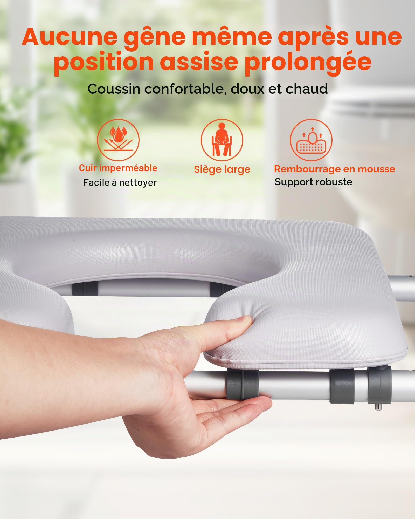 VEVOR Rehausseur de Toilette avec Accoudoirs, Réhausse WC Charge 181 kg, Siège de Toilette Surélevé Hauteur et Largeur Réglables, Coussin Rembourré, Personnes Âgées Handicapés Patients Enceintes