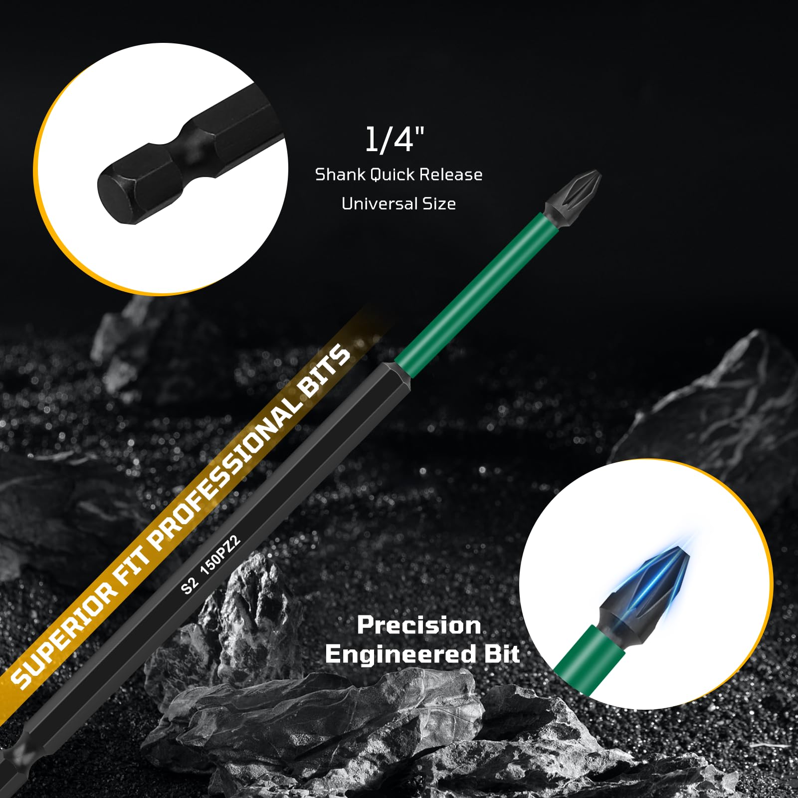 Magnetic Impact Driver Bits, 15Pcs PZ2 Screwdriver Impact Bit 150mm 100mm 75mm 50mm 25mm for Pozi Pozidriv Heavy Duty - Image 4