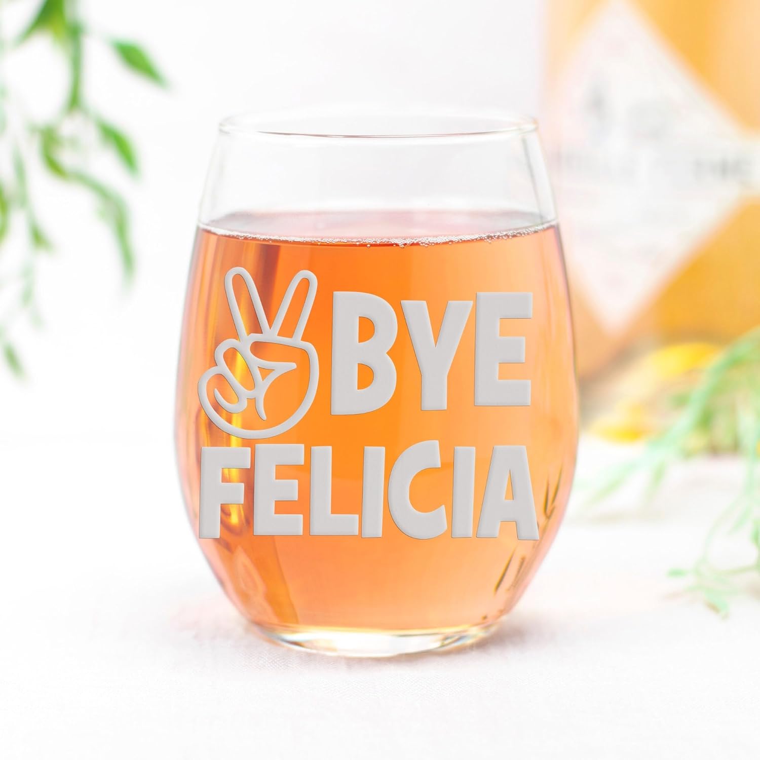 Bye Felicia Stemless Wine Glass - Funny Gift - 2 Glasses