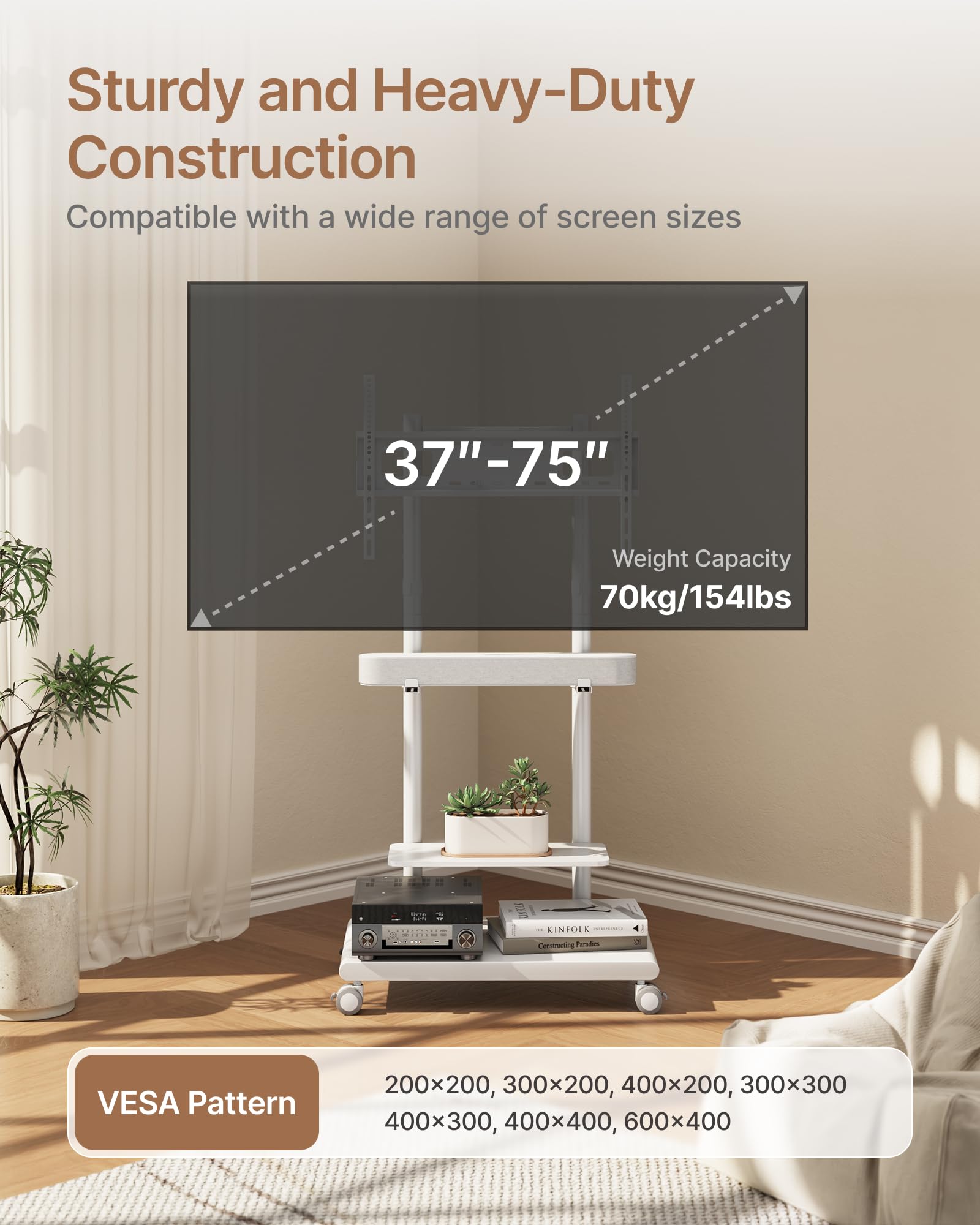 Amazon.co.jp: ECOTINY スチールベース キャスター付きテレビスタンド