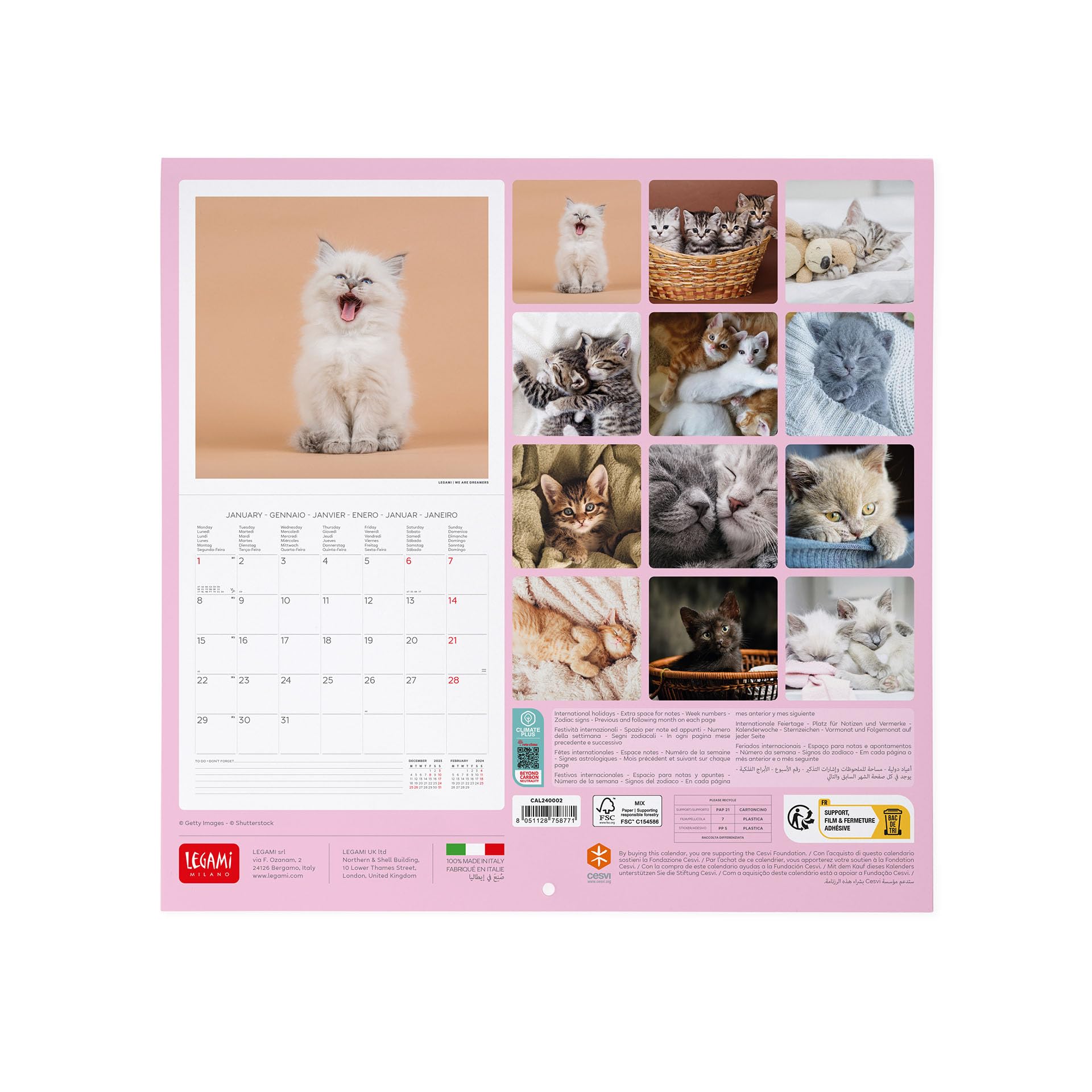 Legami, Wall Calendar 2024, 12 Months and Annual Planner, Space for Notes and Notes Number of the Week, 6 Languages - Image 3