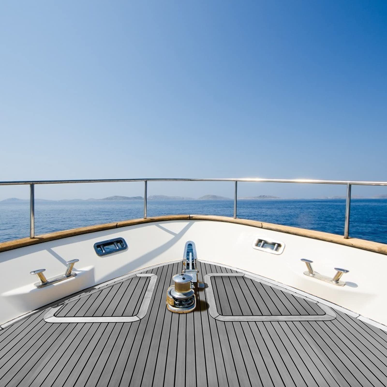 Bodenbelag Matte Eva Selbstklebend, Bootsbodenmatte in Teak-Optik, Zuschneidbarer Marine Deck Bodenbelag für Boot, Yacht, Surfbrett, Wohnmobil, Poolbereich