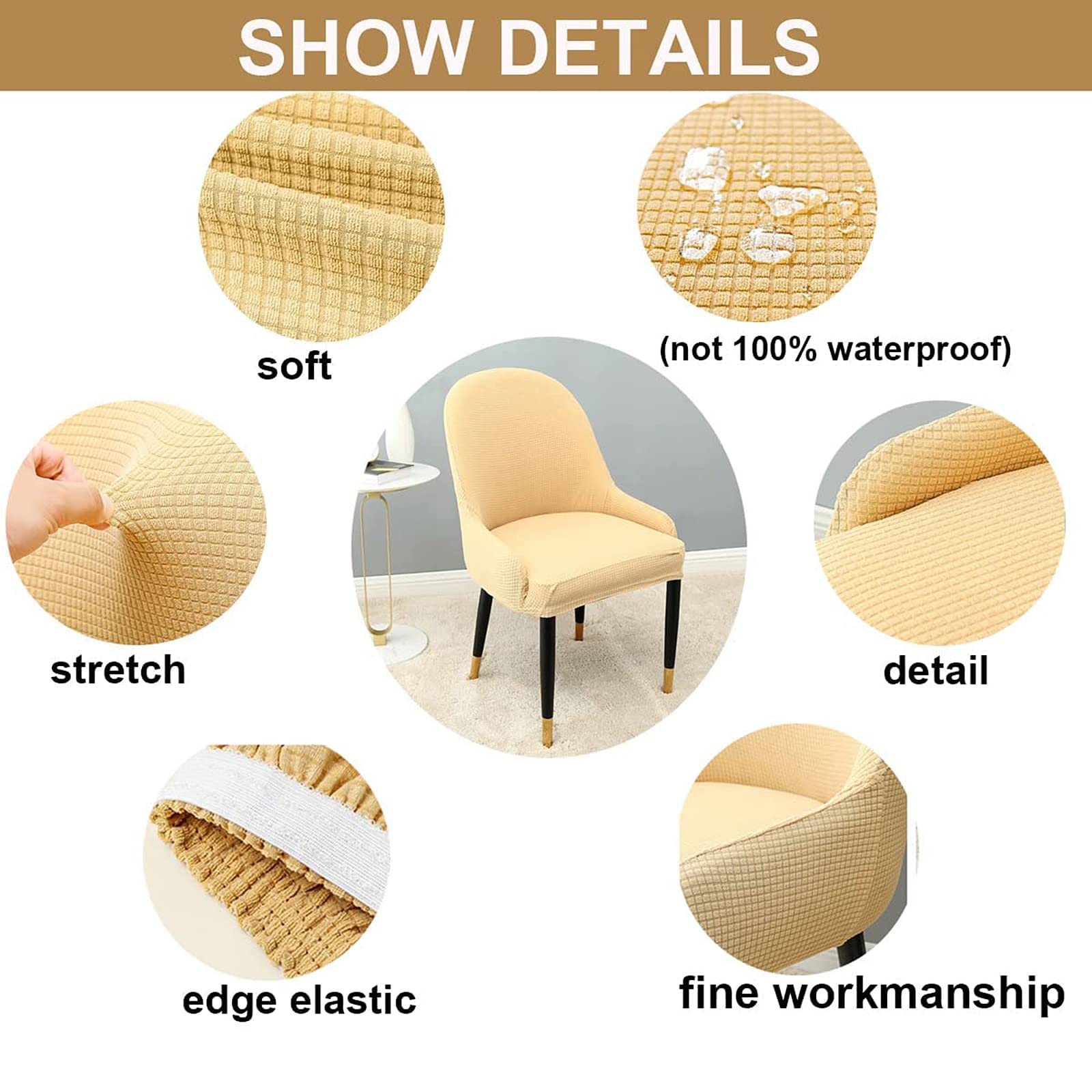 Paquete de 2/4 Fundas para Sillas de Comedor con Reposabrazos Respaldo Curvo Elástico Funda para Silla de Oficina Fundas para Sillones Protector de Asiento para Silla de Comedor