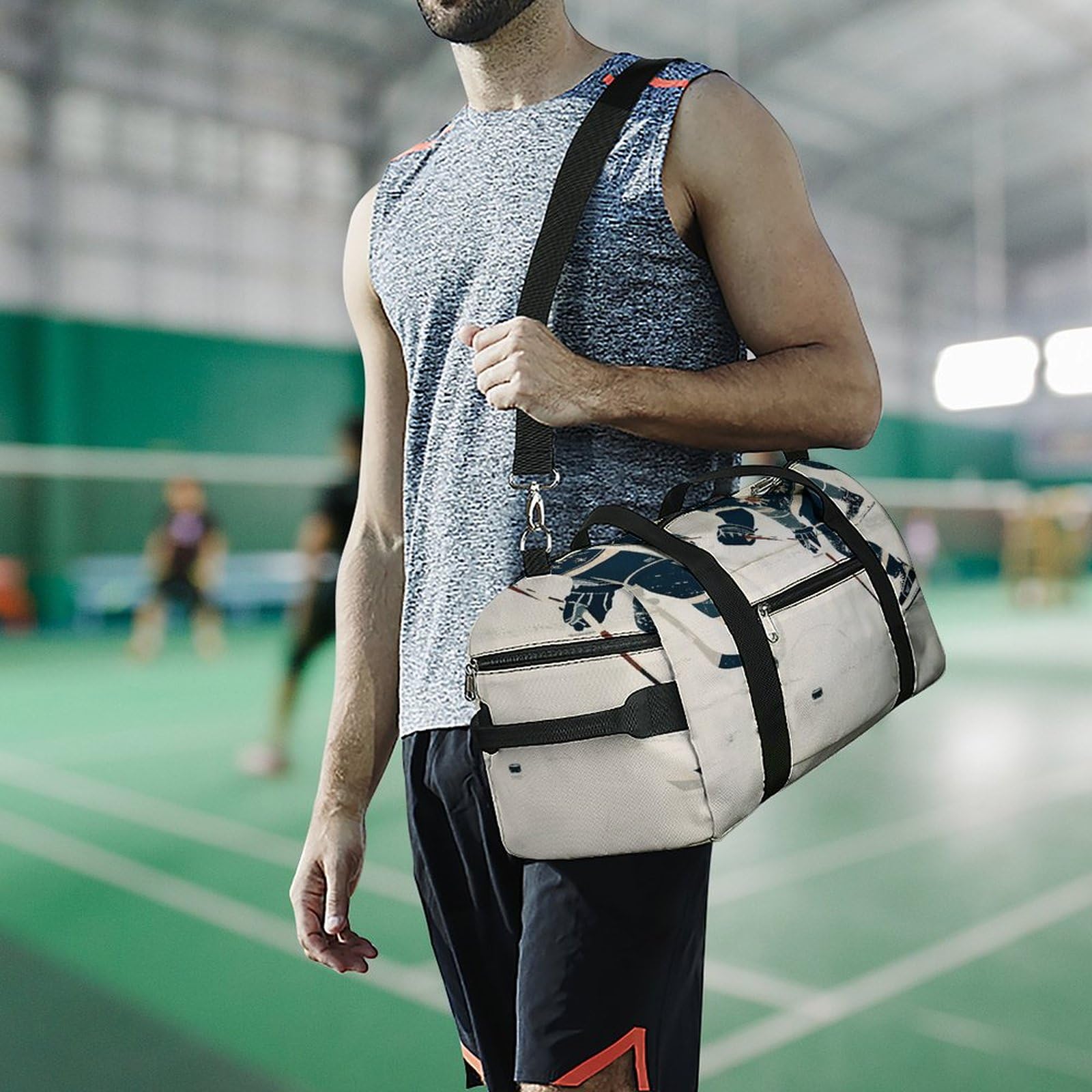 Sac de sport étanche avec compartiment à chaussures pour homme et femme Motif hockey sur glace, Motif hockey sur glace., Taille unique