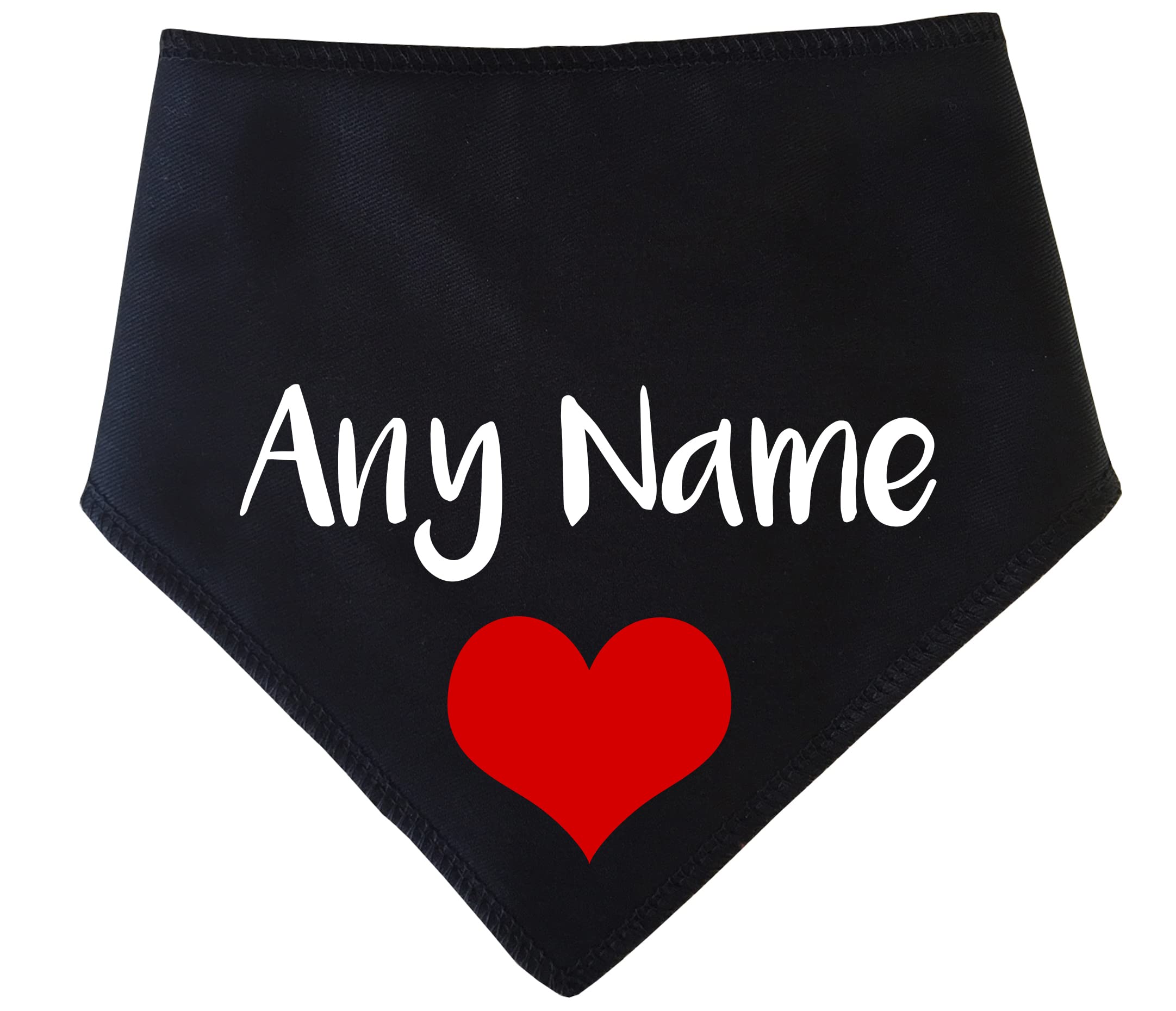 Spoilt Rotten Pets S3 Heart And Personalised Black Dog Bandana Printed With Any Name or Wording And Cute A Love Heart Motif (S3 Medium Dogs, Labs, Staffies & Springers)