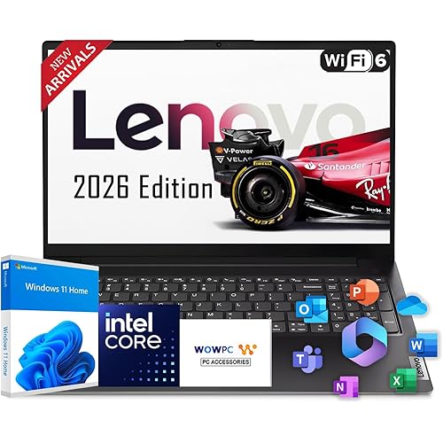 Lenovo 2026 New Generation V15 Business and Student Laptop, Intel Powerful Processor, 16GB RAM, 512GB SSD, 15.6" FHD Display, Wi-Fi 6, Ultra Quiet Design, Long Battery Life, Ethernet RJ-45, Windows 11