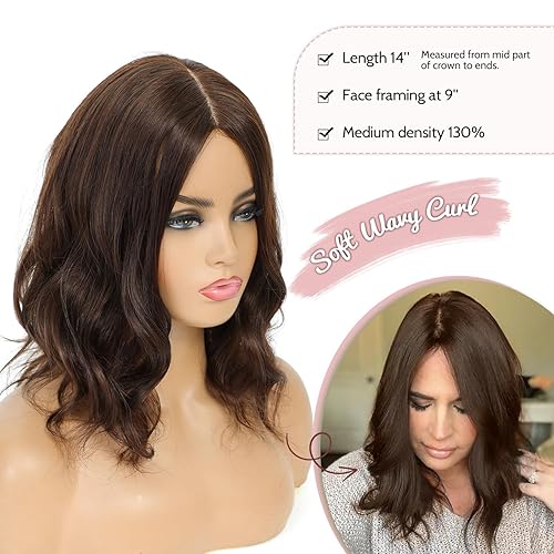 Miniatura 3 de PANEWAY 9 x 9 pulgadas Remy pelo humano Topper, piel ondulada cuero cabelludo parte superior piezas para mujeres con pérdida de cabello o cabello