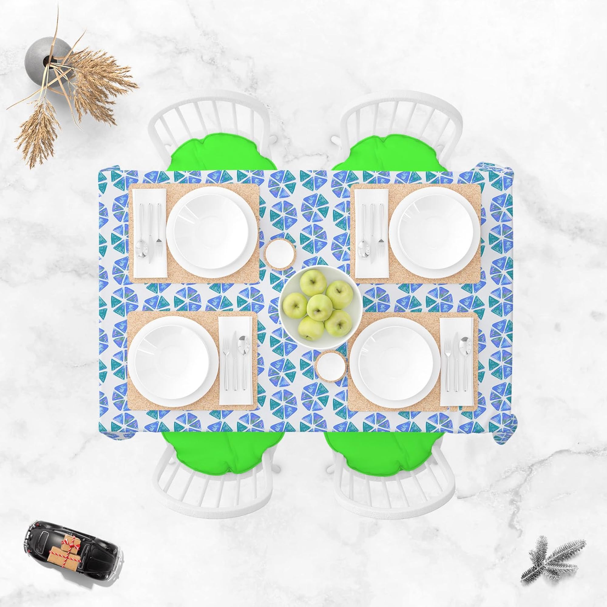 Geometric Pattern Cotton Canvas Table Cloth Cover for Dining