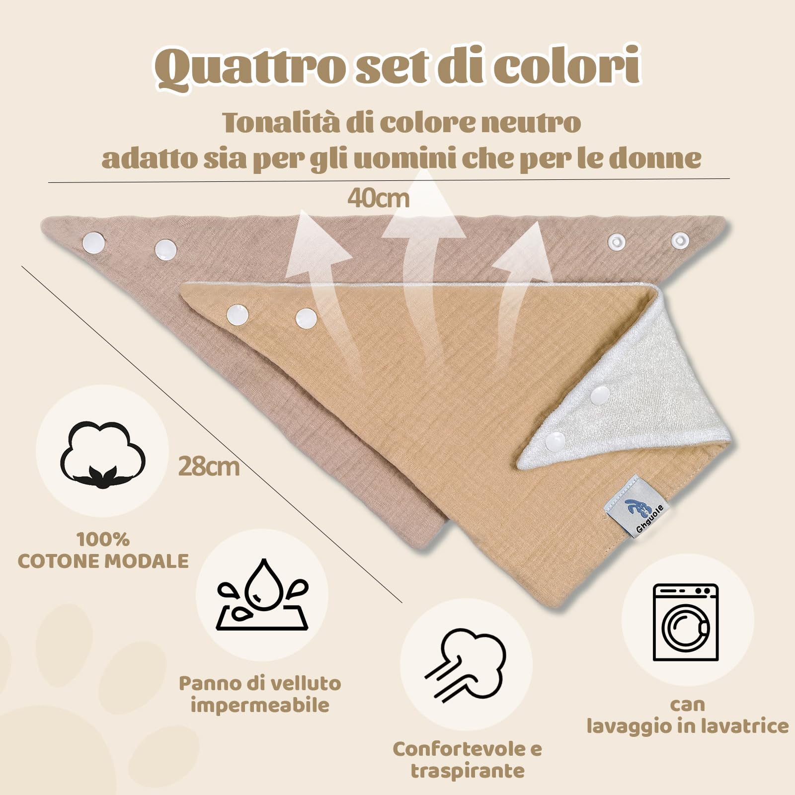 Bavaglini Neonato,12 Pezzi Bavaglini Pappa,Bandana Neonati,Sciarpa Triangol,Mussola Bambino,Cotone Sciarpa Bambino Regolabile per Ragazzo e Ragazza