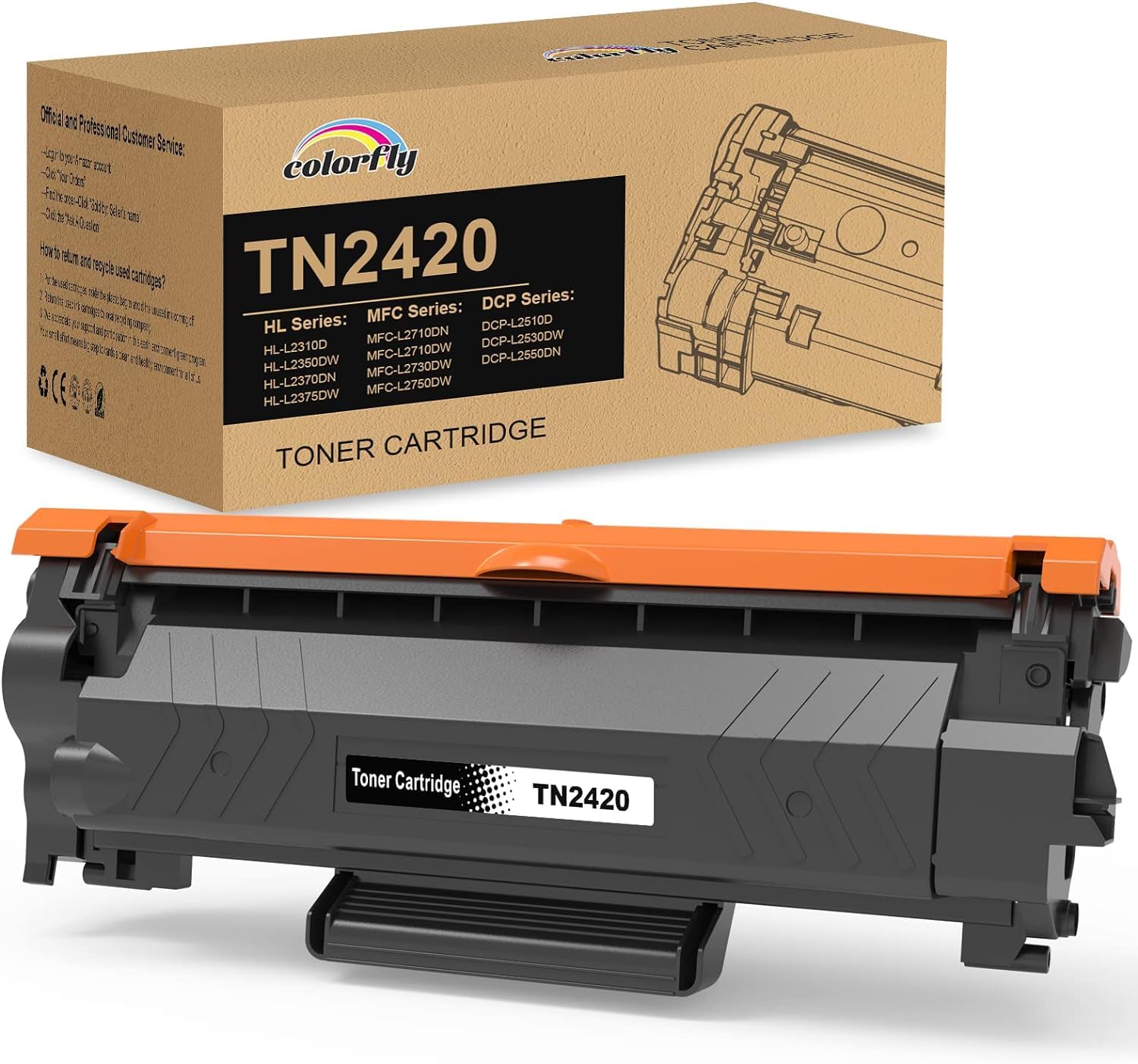 TN2420 TN2410 Toner Cartridge Compatible for Brother 2420 2410 Black for Brother HL-L2350DW L2310D L2370DN L2375DW MFC-L2710DN L2710DW 2730DW 2750DW DCP-L2510D L2350DW L2550DN Printer (Black)