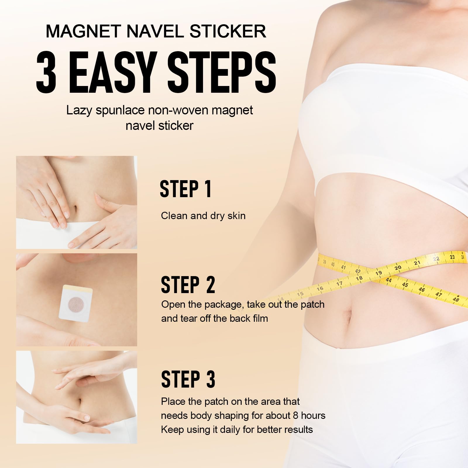 30 Parches Adelgazantes para Abdomen y Cintura, Apósitos Naturales para Favorecer la Silueta, Fórmula Suave para Mujeres y Hombres — view 3