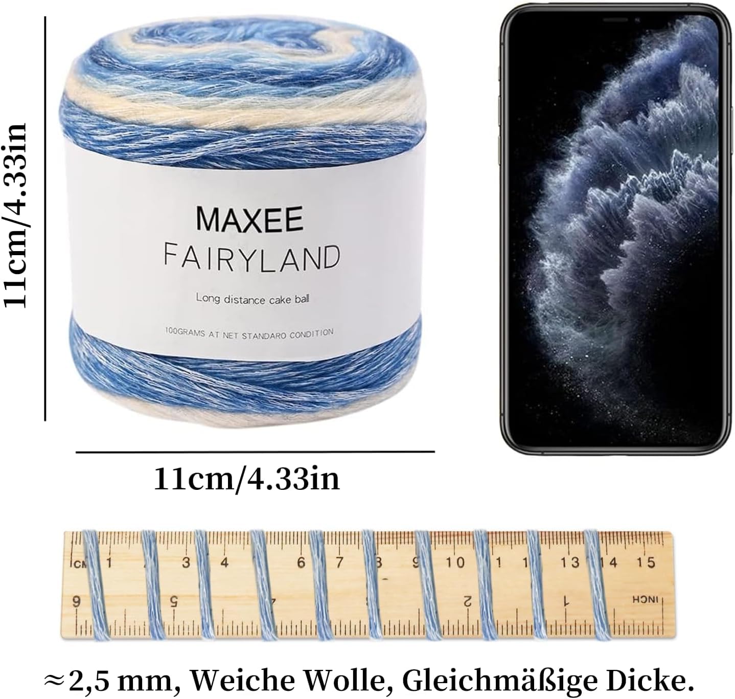 Maxee Przędza gradientowa, 4 sztuki (po 400 g), do robienia na drutach, wielokolorowa przędza gradientowa, szydełkowanie, szydełkowanie, przędza bawełniana do samodzielnego wykonania szala, czapki