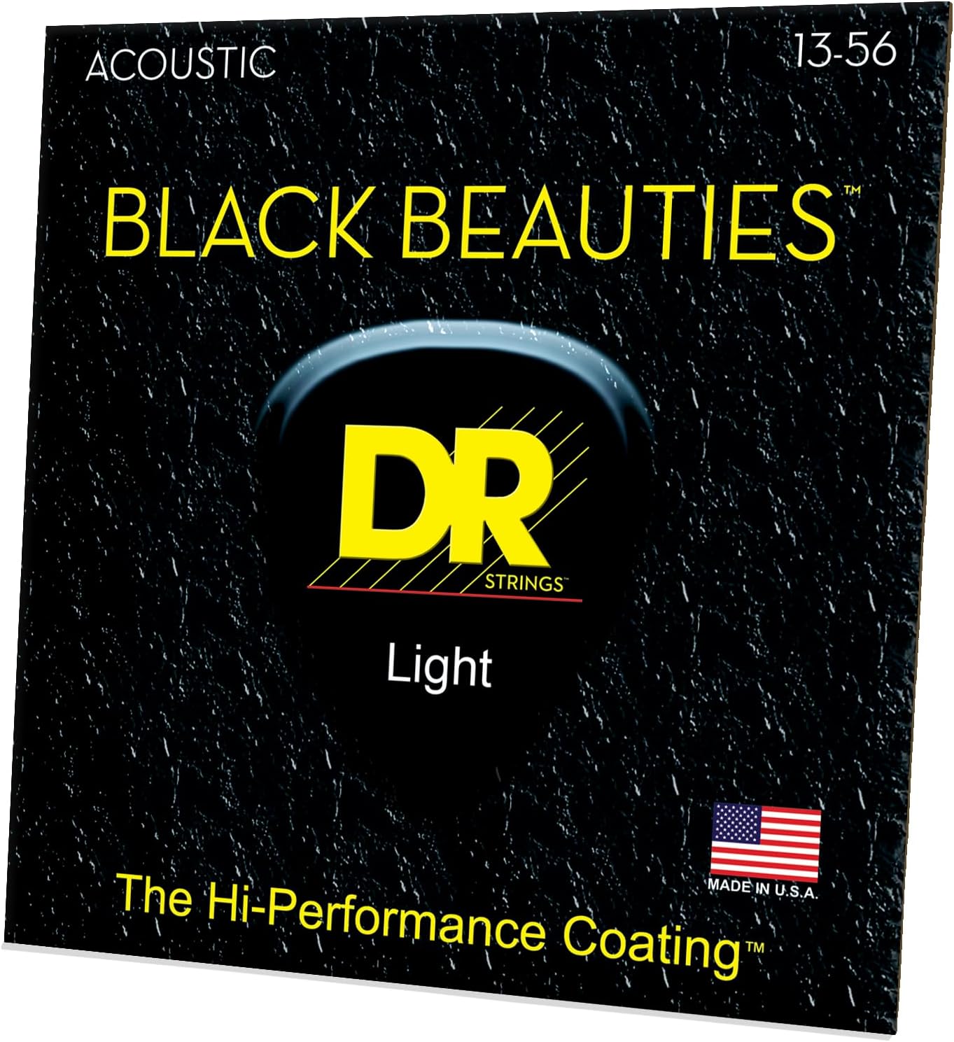 DR Strings Acoustic Guitar Strings, Black Beauties - Black Coated, 13-56