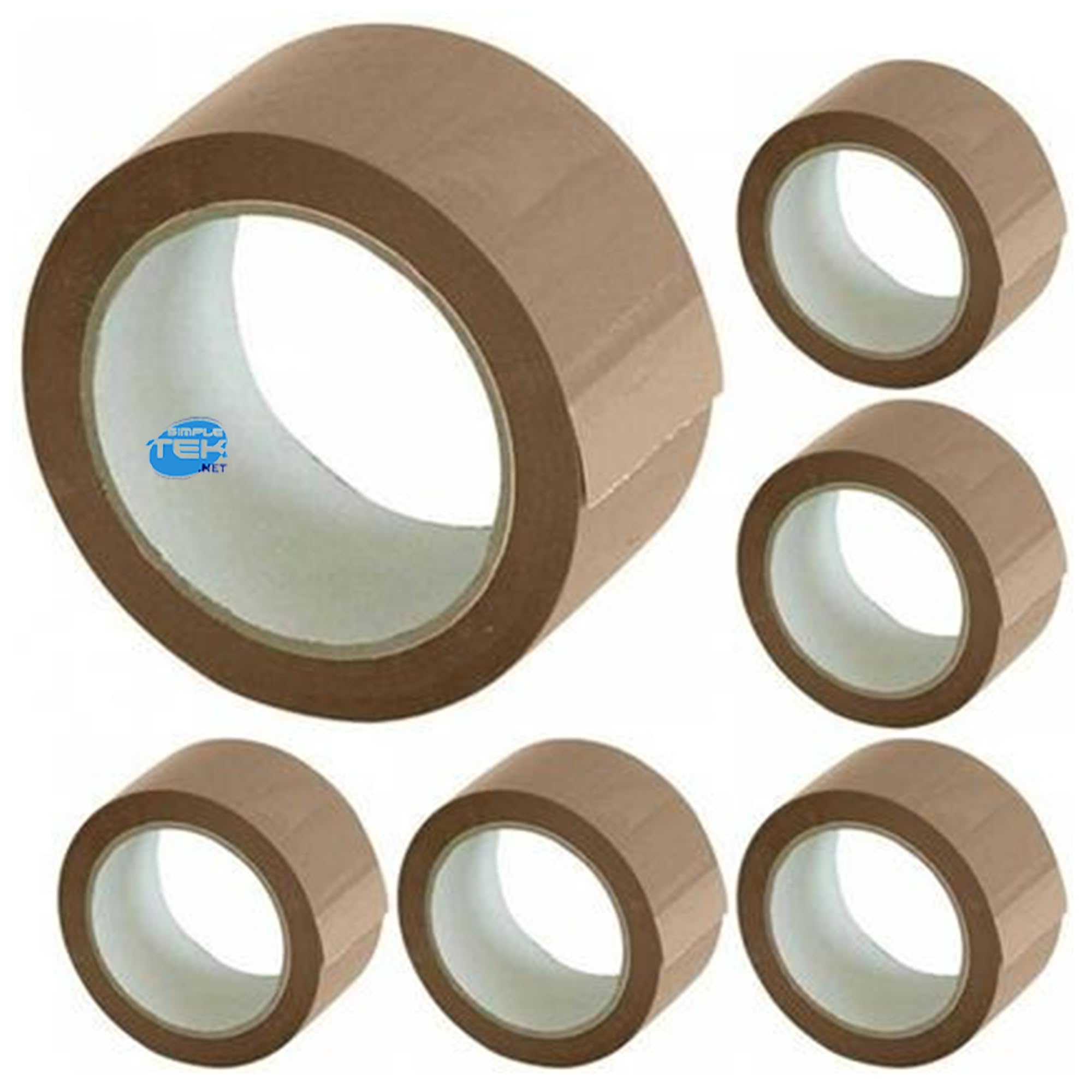 SIMPLETEK - 6 rollos de cinta adhesiva silenciosa marrón habana para embalaje, mudanzas, sin ruido, 132 metros x 50 mm (6 unidades)