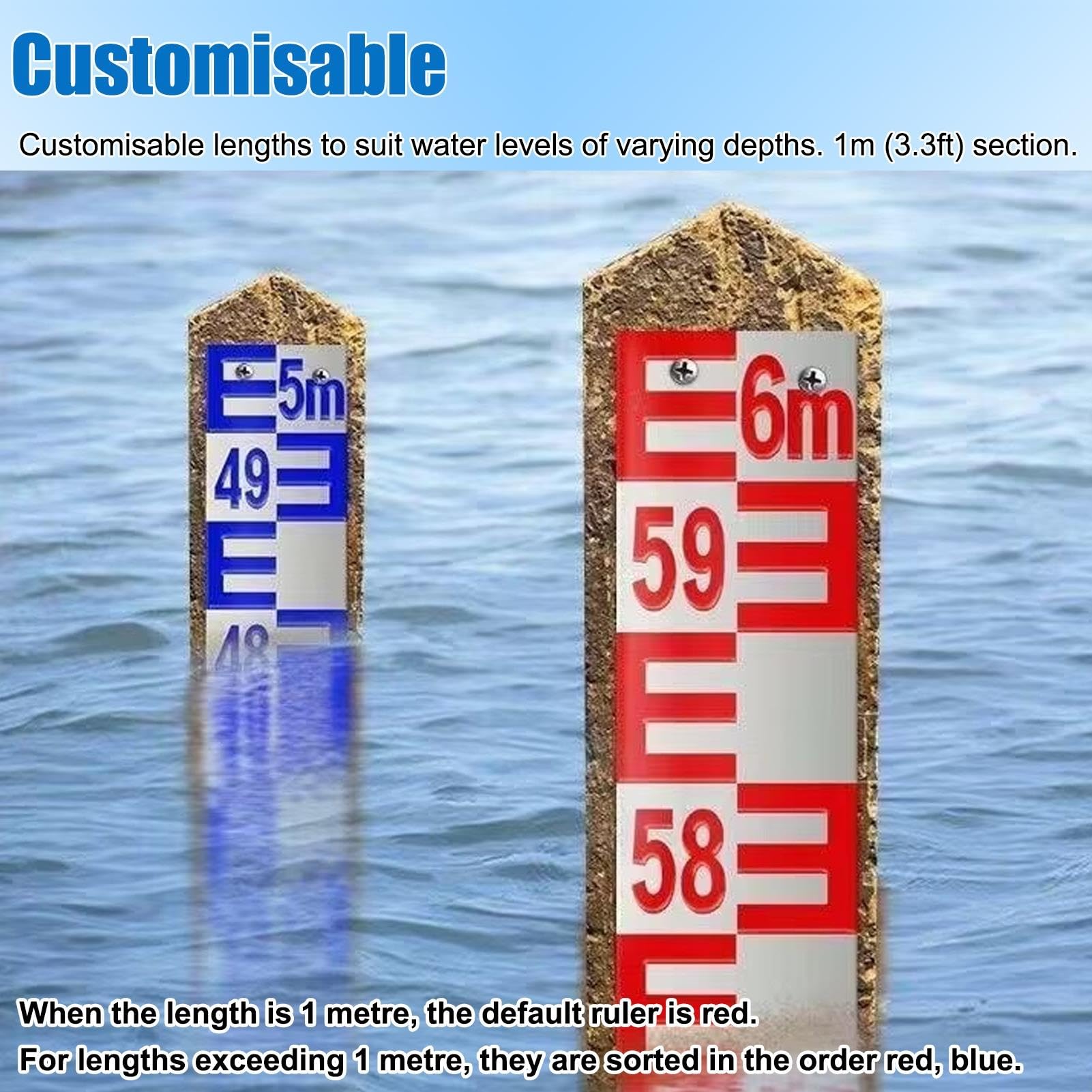 Mesureur de Niveau D’Eau Échelle Limnimétrique 8 cm Large Rivière