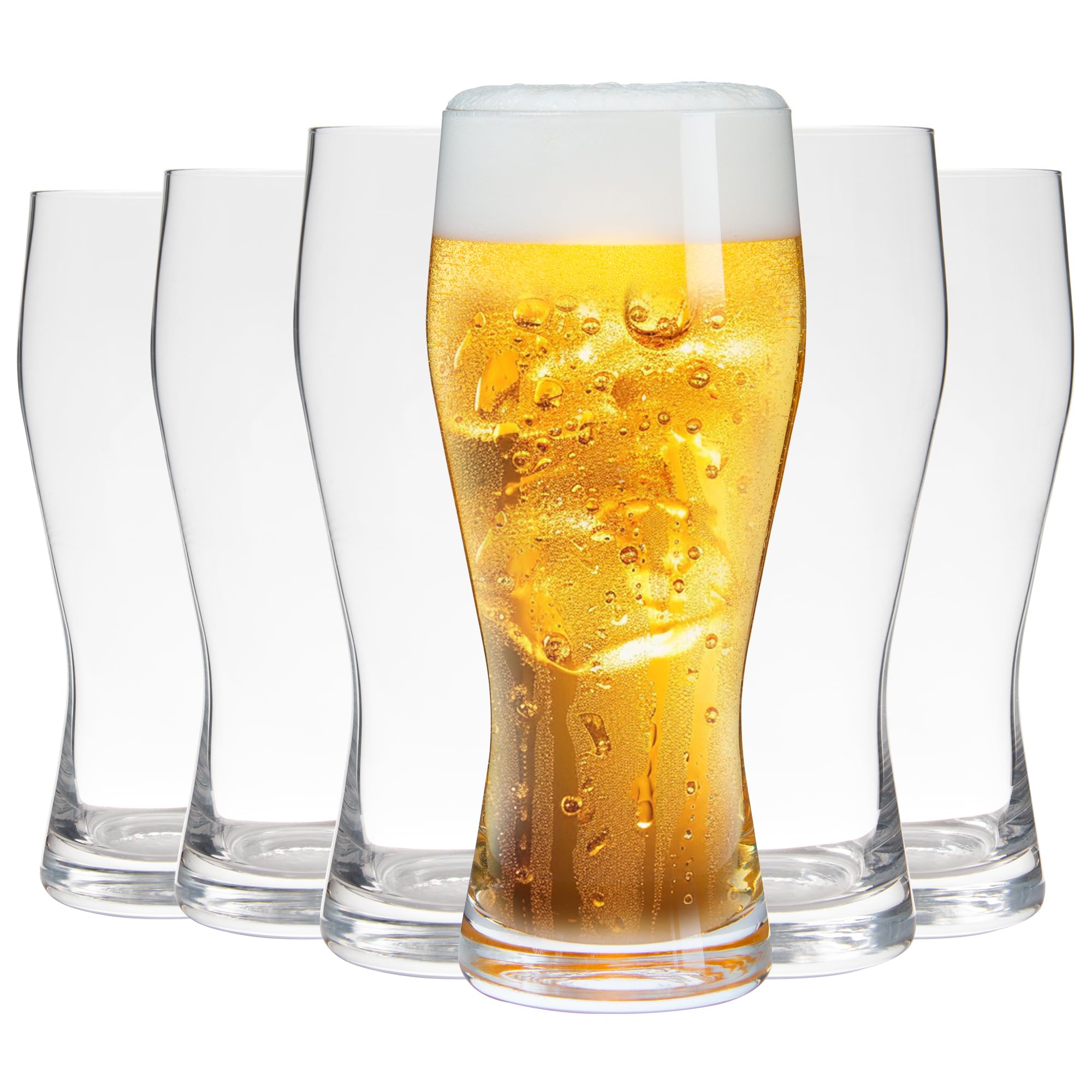 Set 6 Bicchieri Da Birra Pilsner UMEIED In Vetro, Capacità 590 Ml, Forma Alta Classica, Lavabili In Lavastoviglie