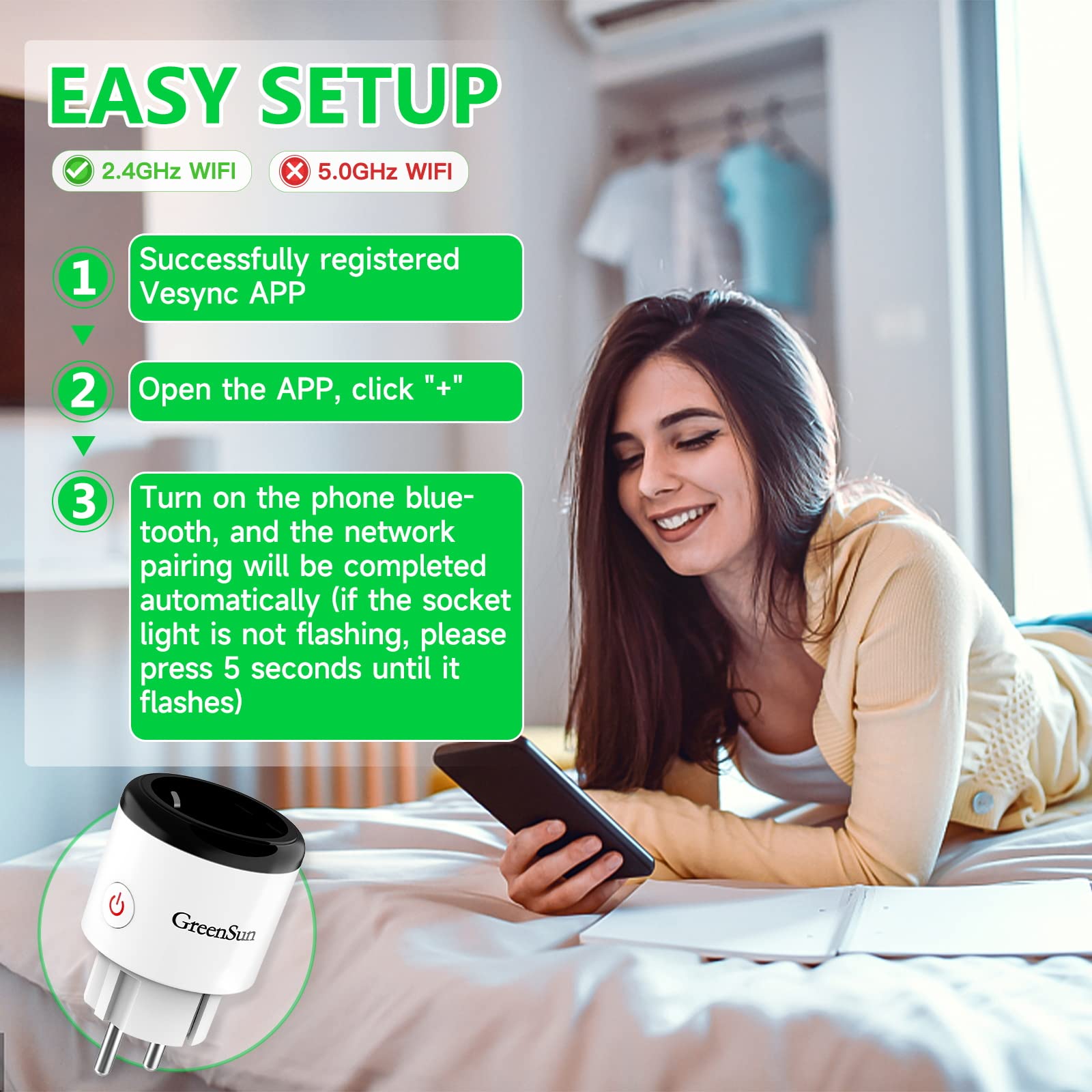 Wlan Steckdose mit Strommessung Steckdose,GreenSun Wlan Steckdose,Mini Alexa Smart Steckdose,Wifi Steckdose Stromzähler Stromverbrauchsmesser Steckdose Zeitschaltuhr Sprachsteuerung mit Alexa 4PCs